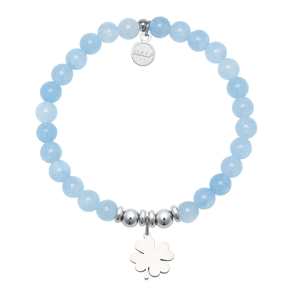 HELP by TJ Lucky Clover Charm with Light Blue Quartz Charity Bracelet
