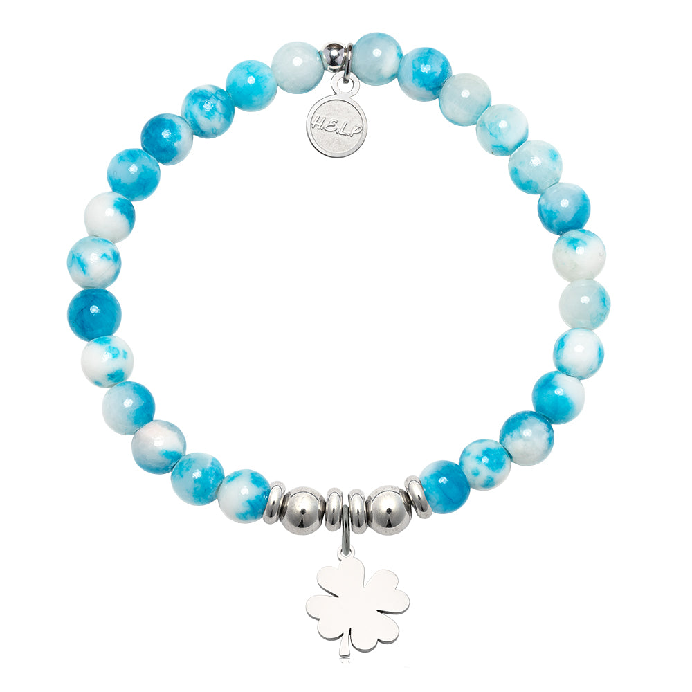 HELP by TJ Lucky Clover Charm with Peppermint Jade Charity Bracelet