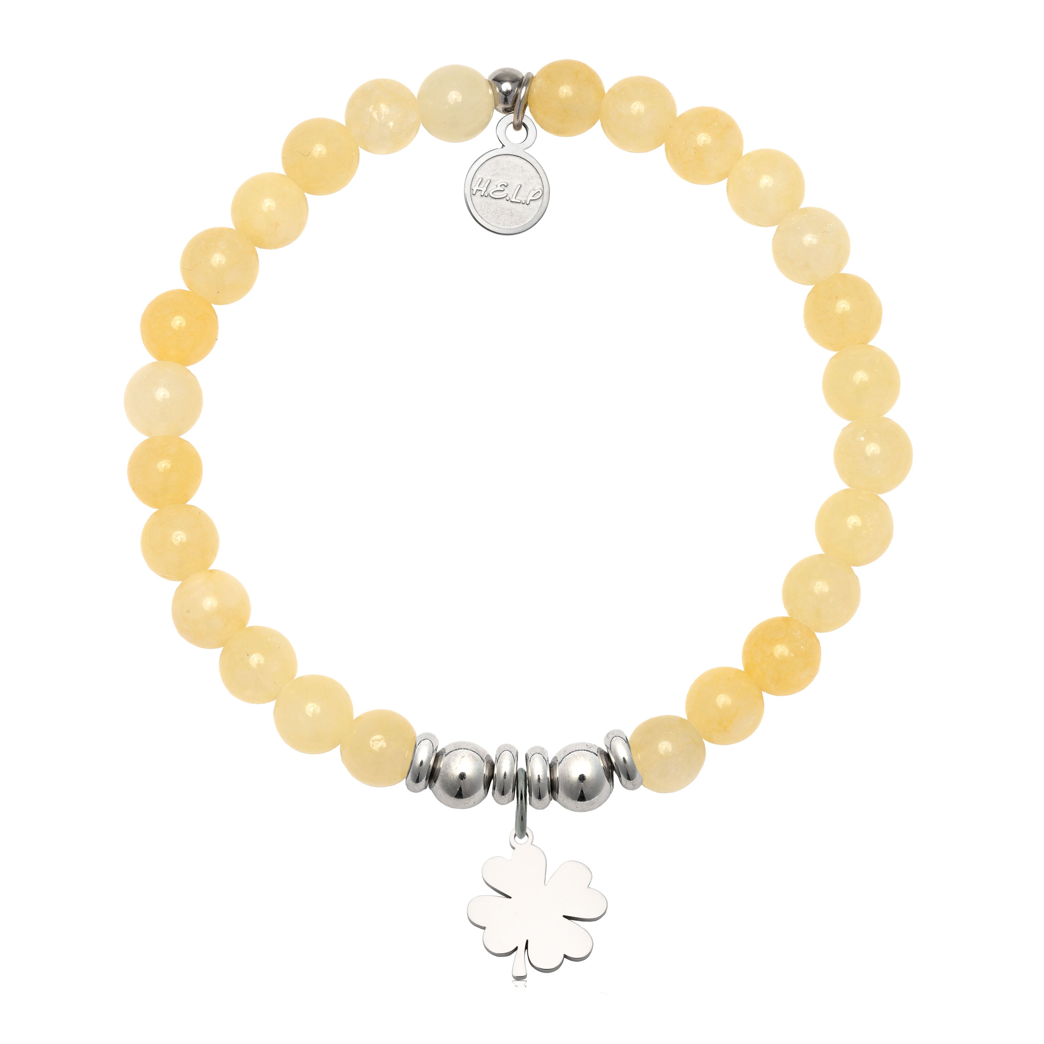 HELP by TJ Lucky Clover Charm with Yellow Jade Charity Bracelet