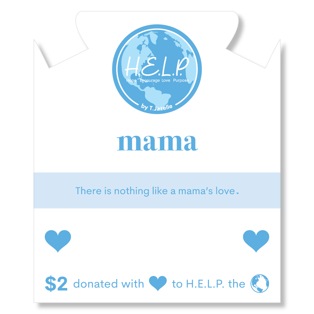 HELP by TJ Mama Collection: Blue Selenite with Mama CZ Bead Charity Bracelet