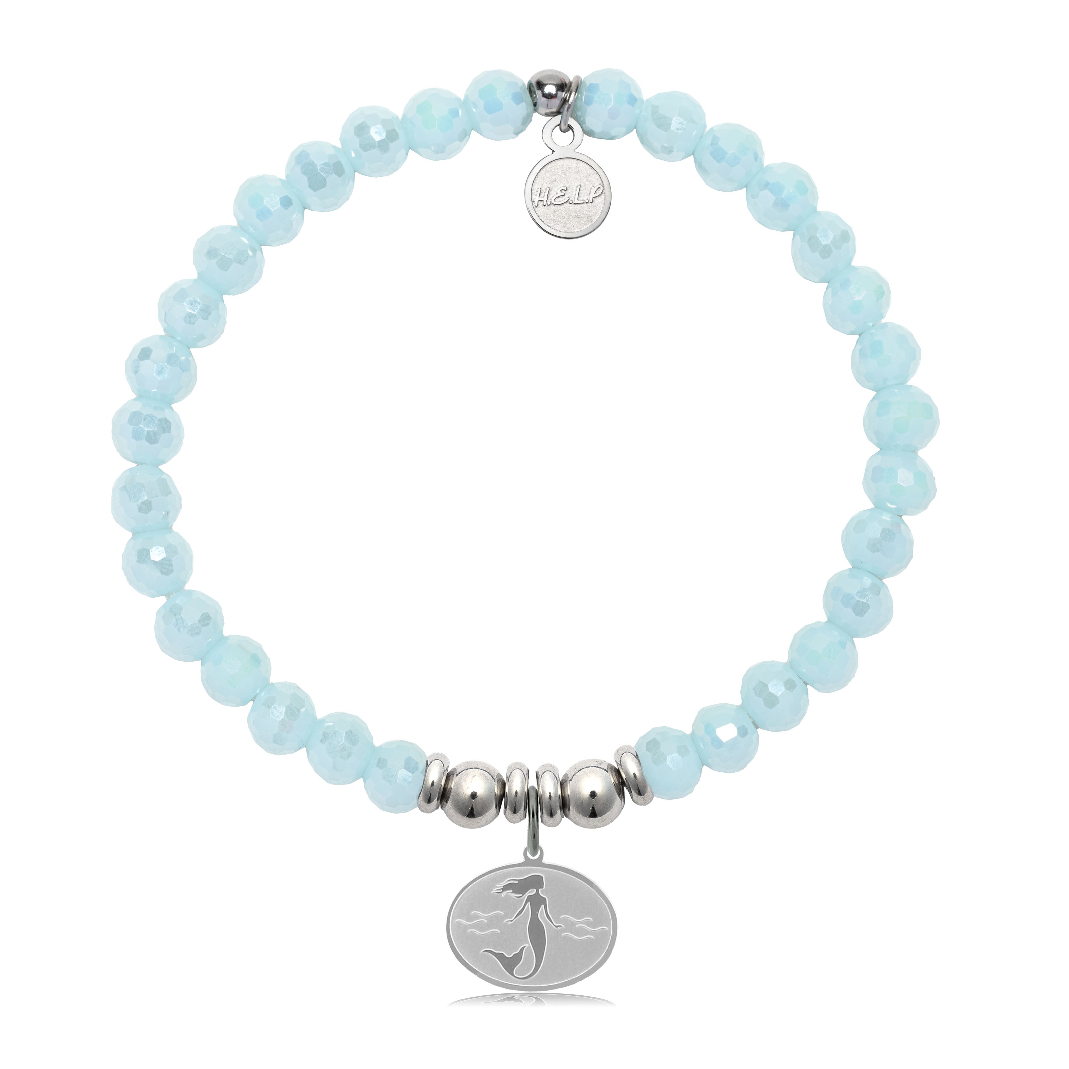HELP by TJ Mermaid Charm with Aqua Crystal Charity Bracelet