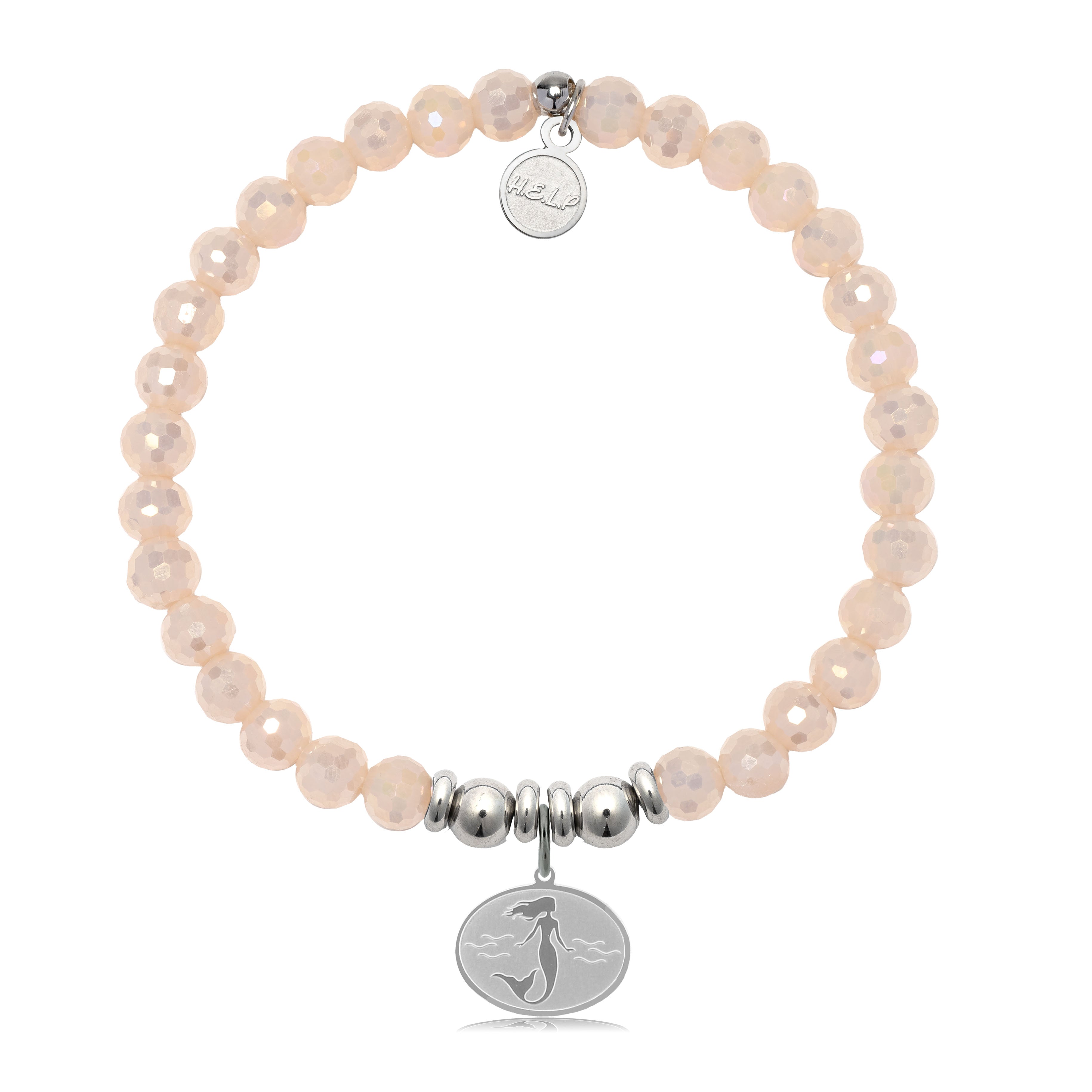 HELP by TJ Mermaid Charm with Beige Crystal Charity Bracelet