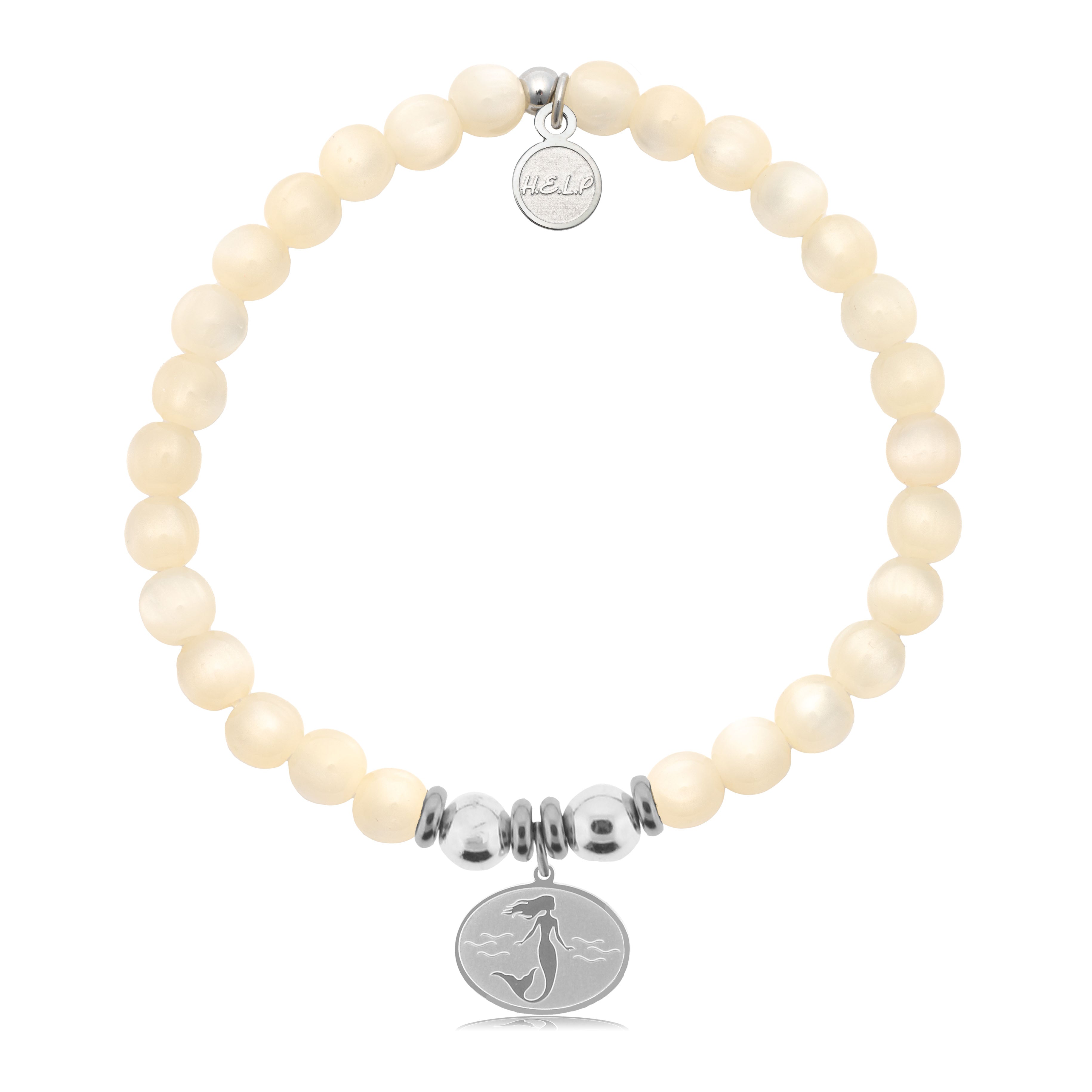 HELP by TJ Mermaid Charm with Natural Selenite Charity Bracelet