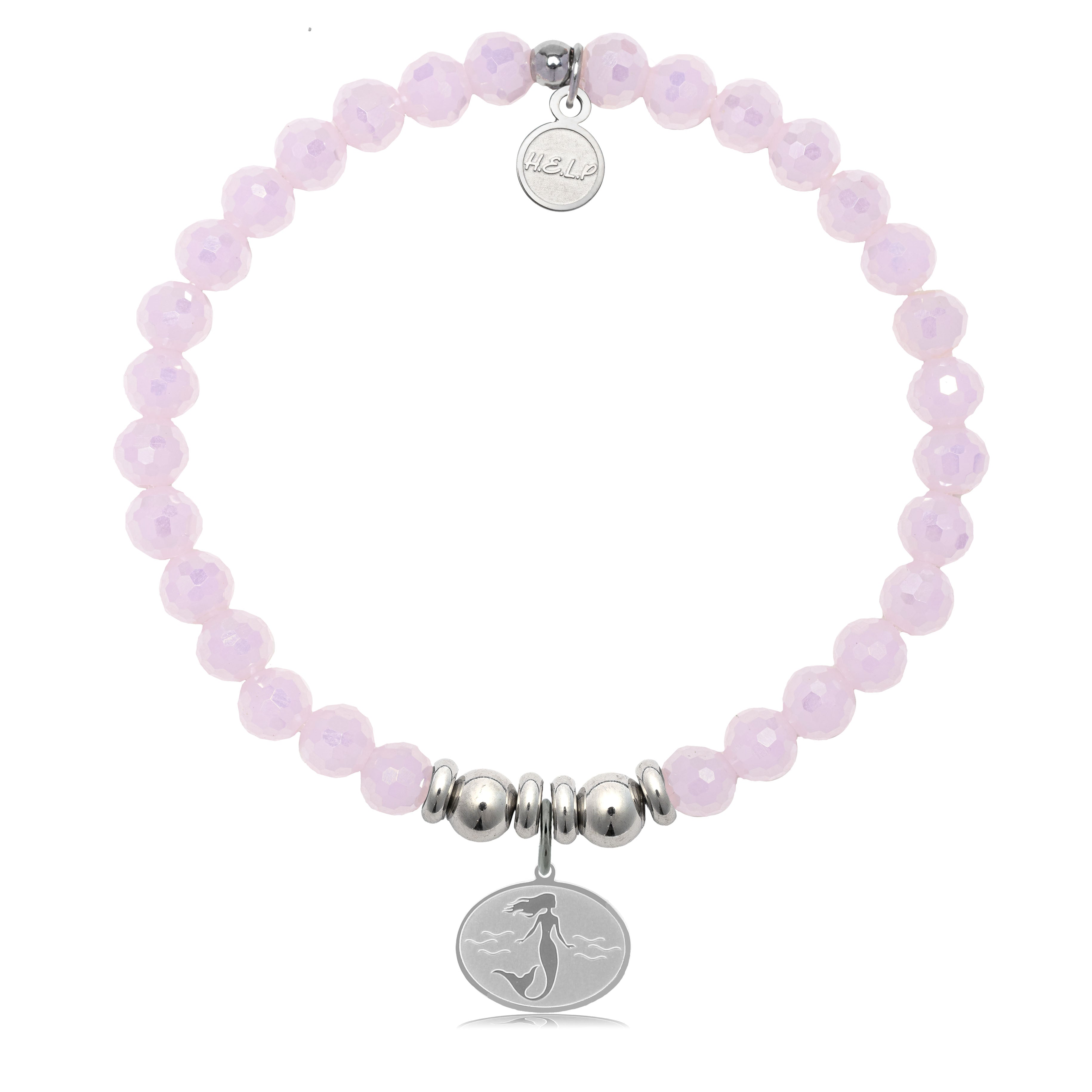 HELP by TJ Mermaid Charm with Pink Crystal Charity Bracelet