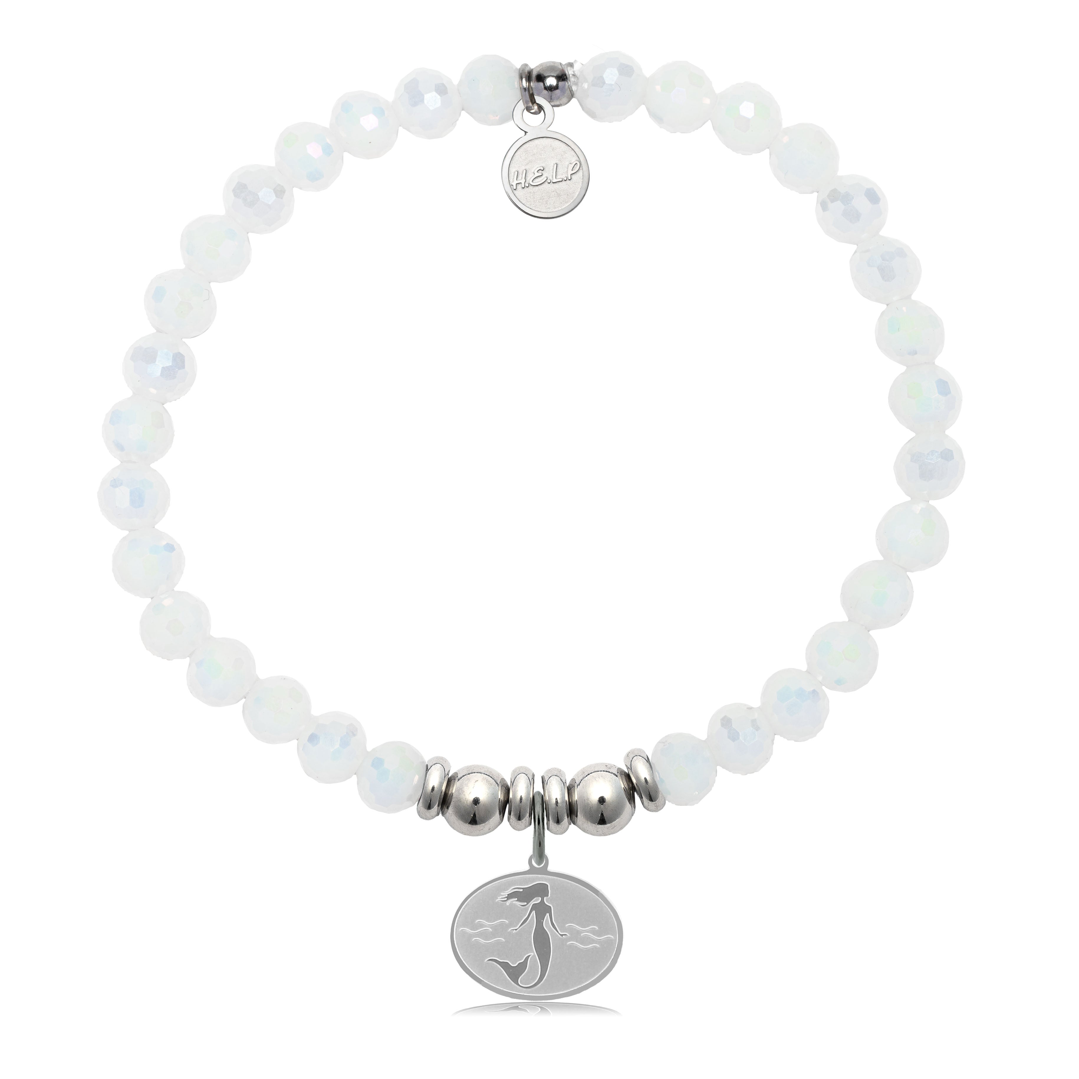 HELP by TJ Mermaid Charm with White Crystal Charity Bracelet