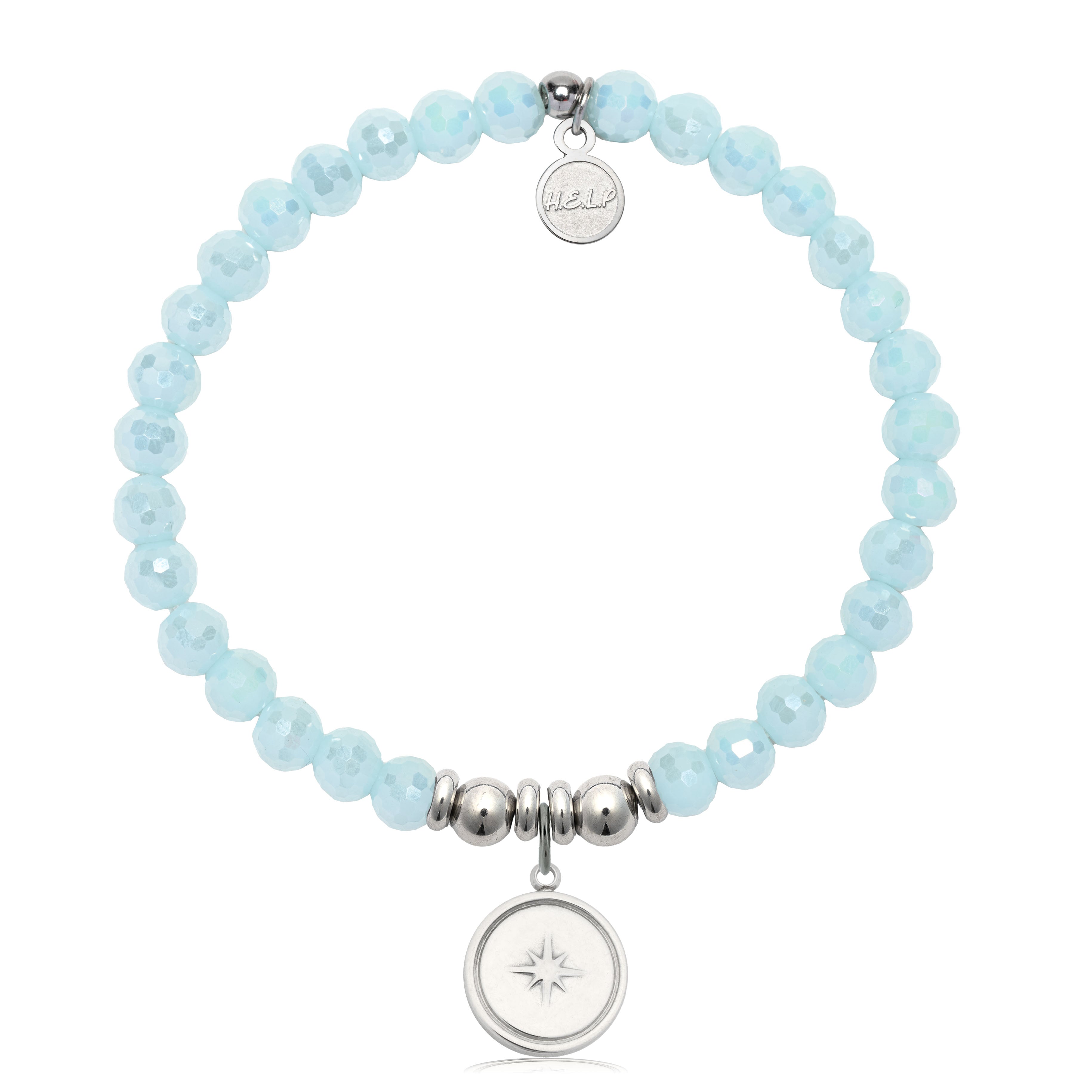 HELP by TJ Milestone Charm with Aqua Crystal Charity Bracelet