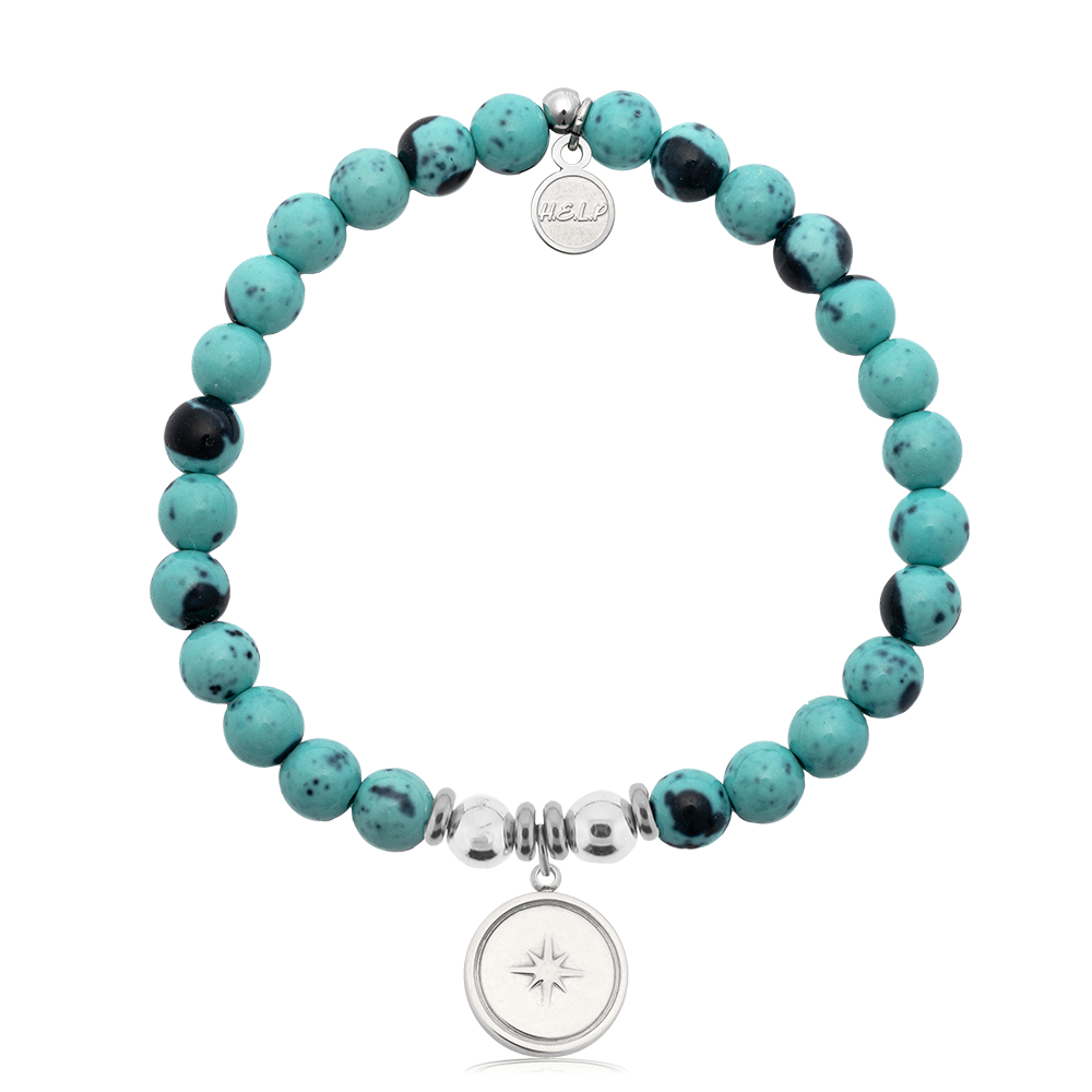 HELP by TJ Milestone Charm with Blue Zebra Jade Charity Bracelet