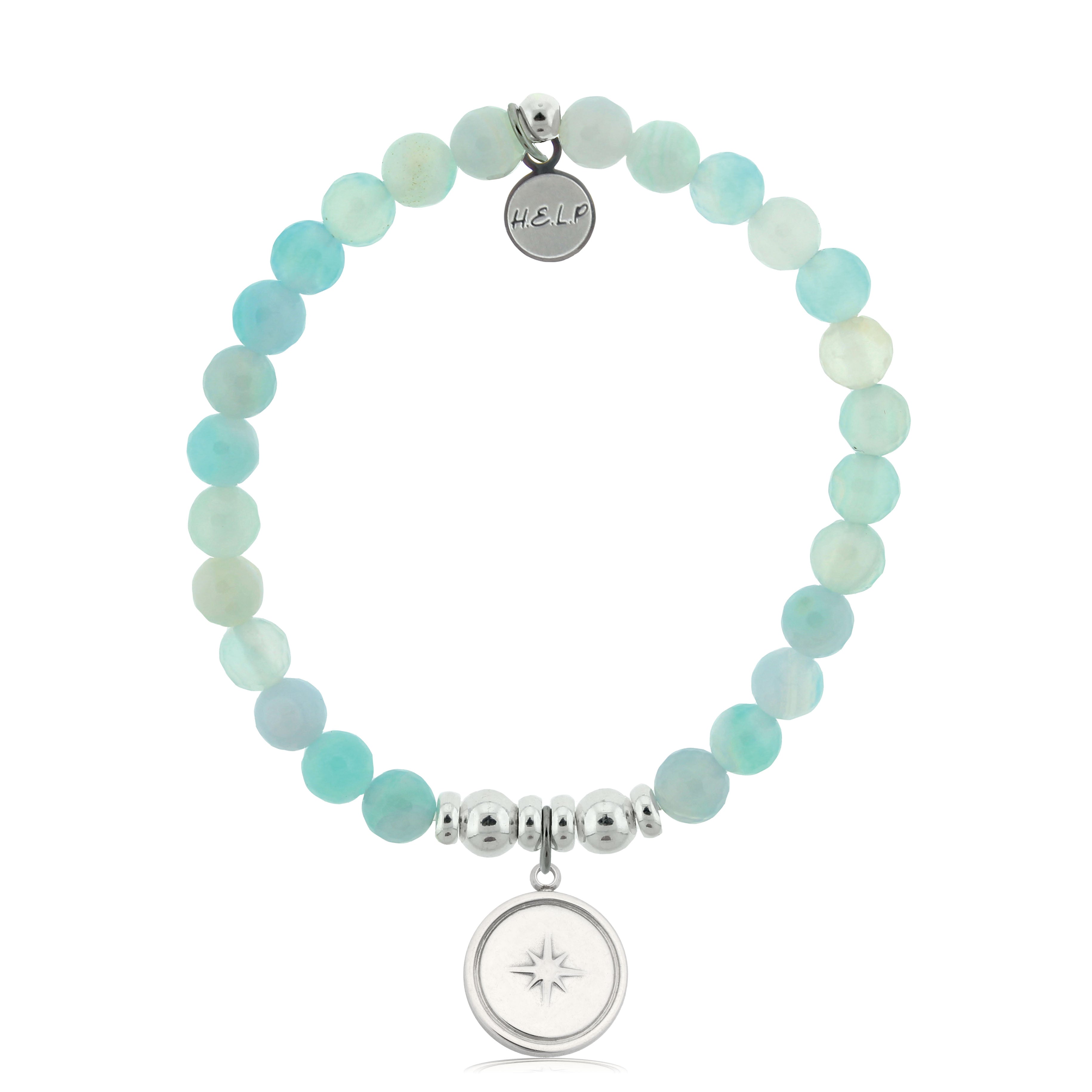 HELP by TJ Milestone Charm with Light Blue Agate Charity Bracelet