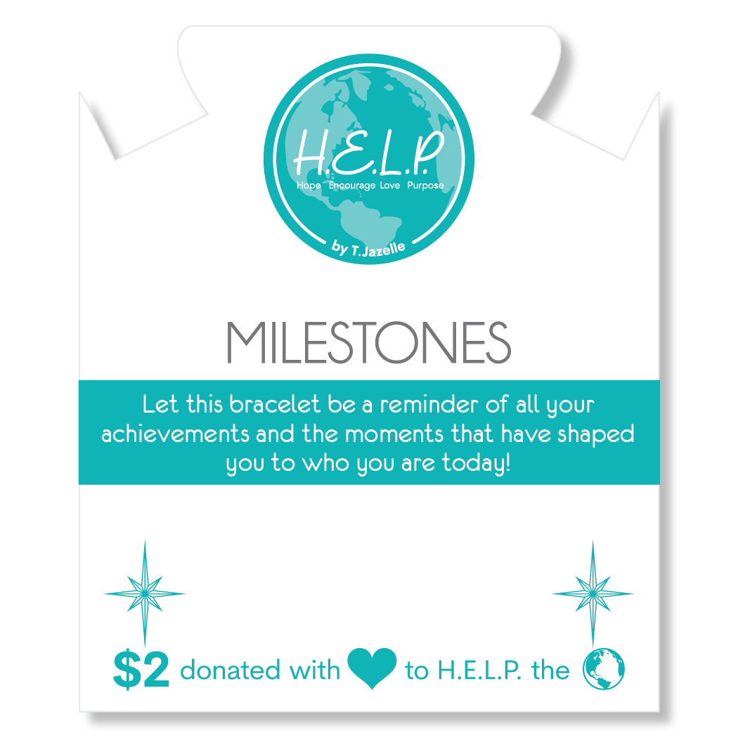 HELP by TJ Milestone Charm with Light Blue Agate Charity Bracelet
