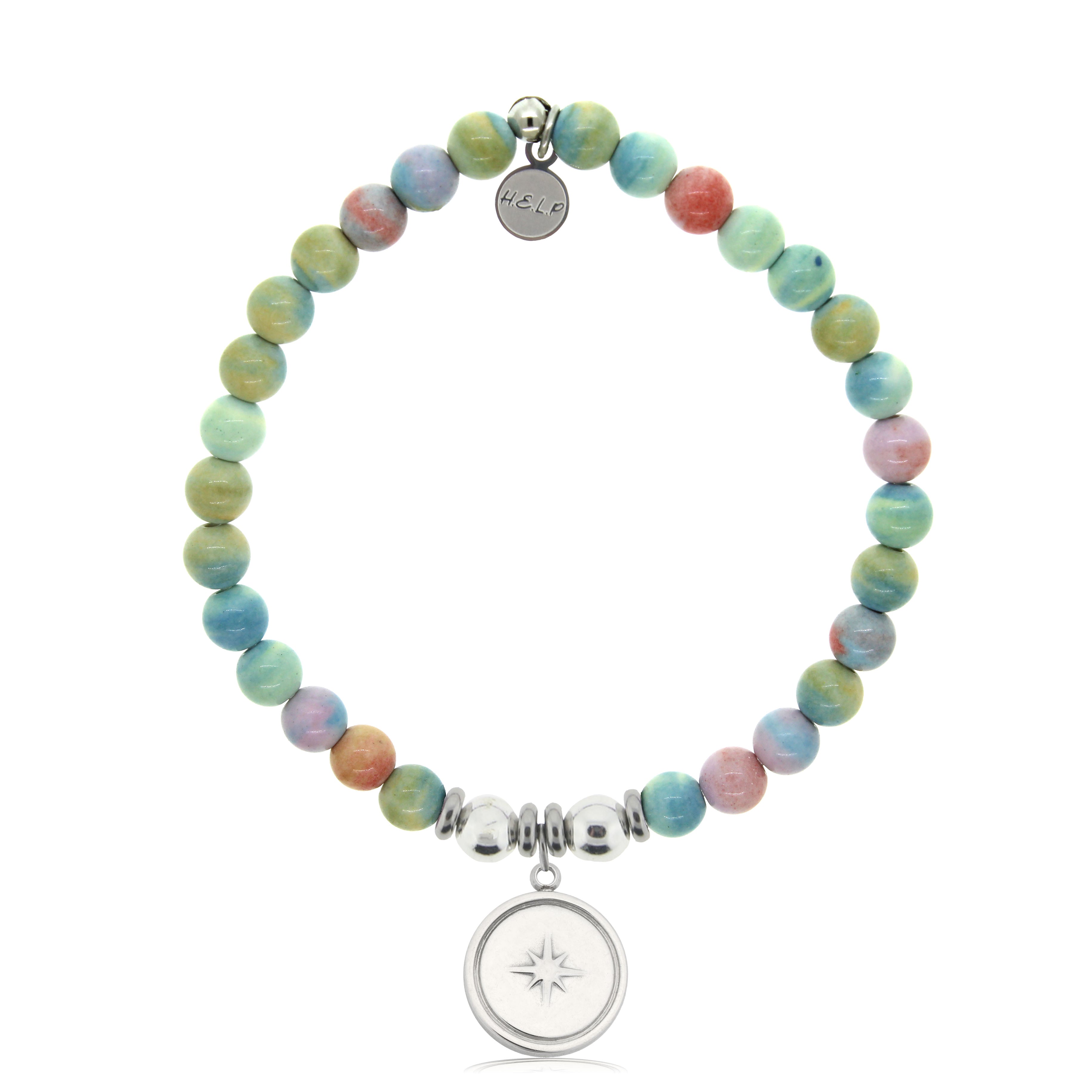 HELP by TJ Milestone Charm with Pastel Magnesite Charity Bracelet