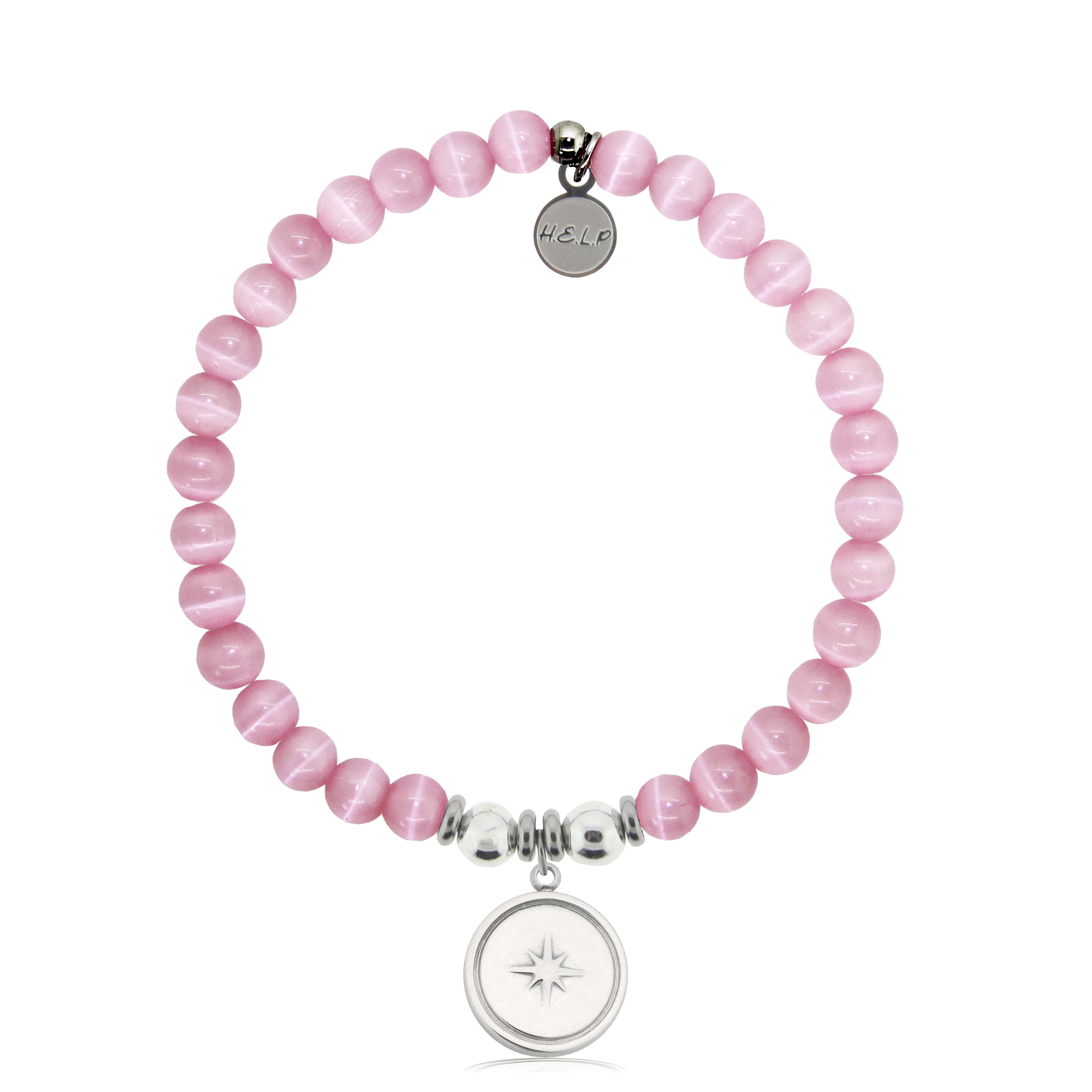 HELP by TJ Milestone Charm with Pink Cats Eye Charity Bracelet