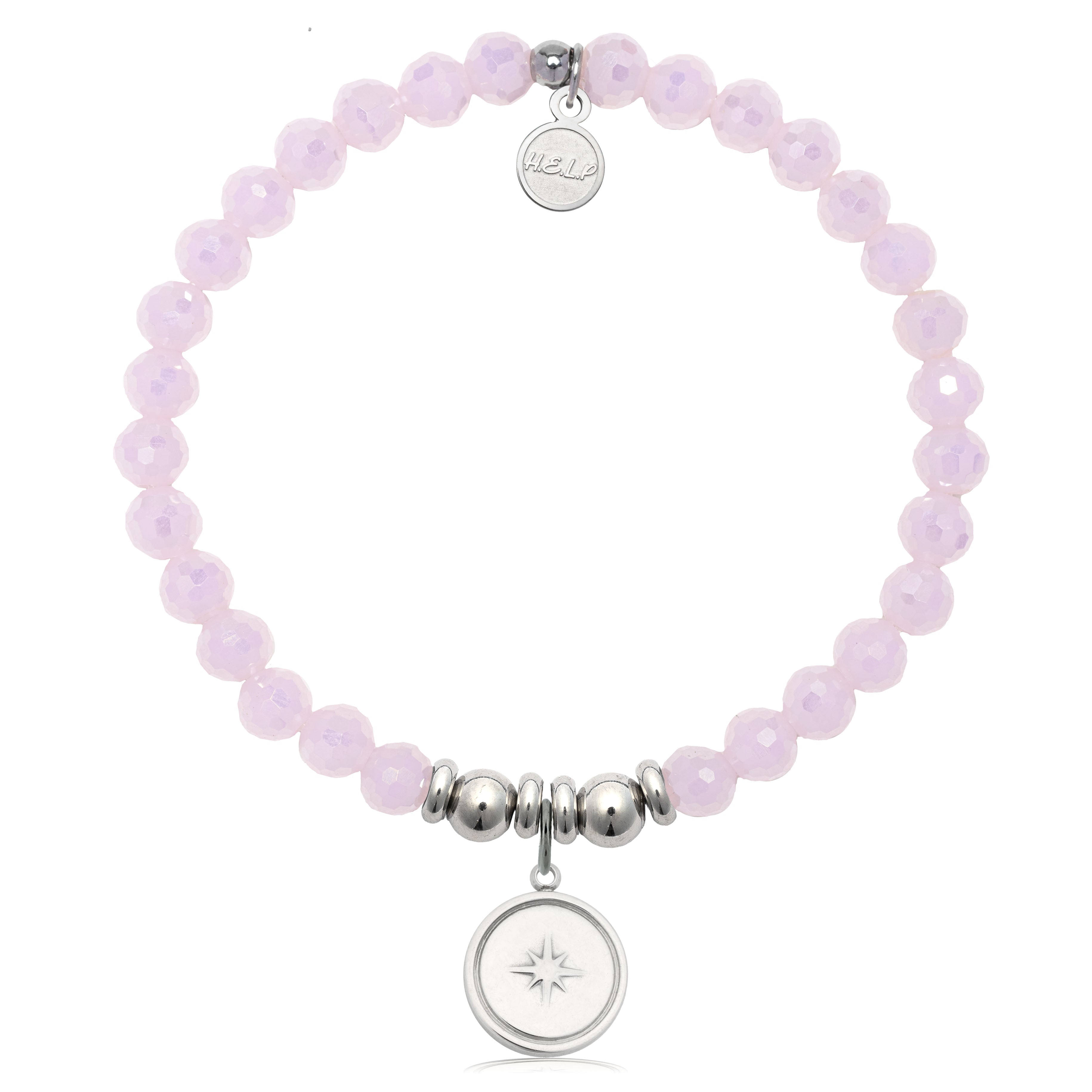 HELP by TJ Milestone Charm with Pink Crystal Charity Bracelet