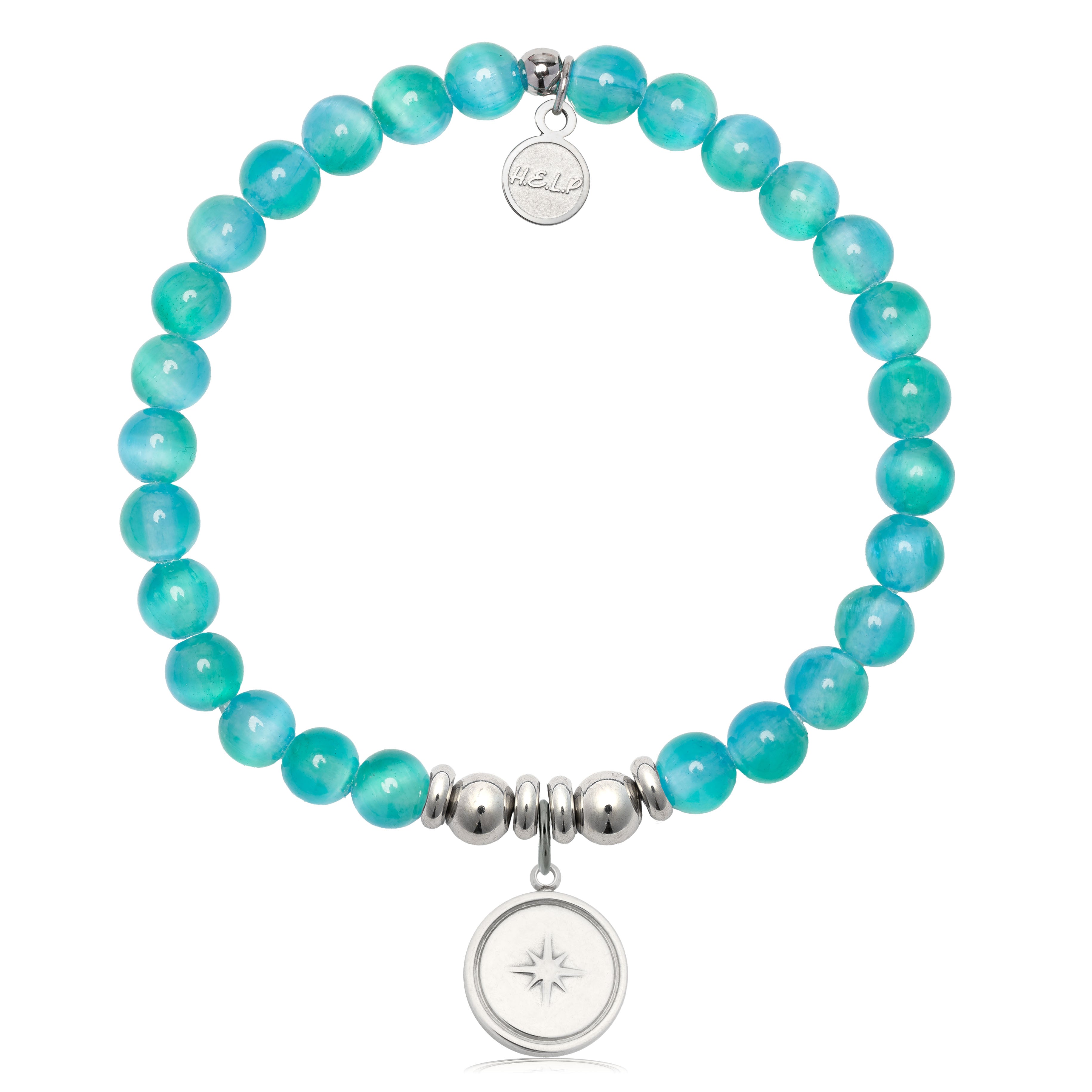 HELP by TJ Milestone Charm with Teal Selenite Charity Bracelet