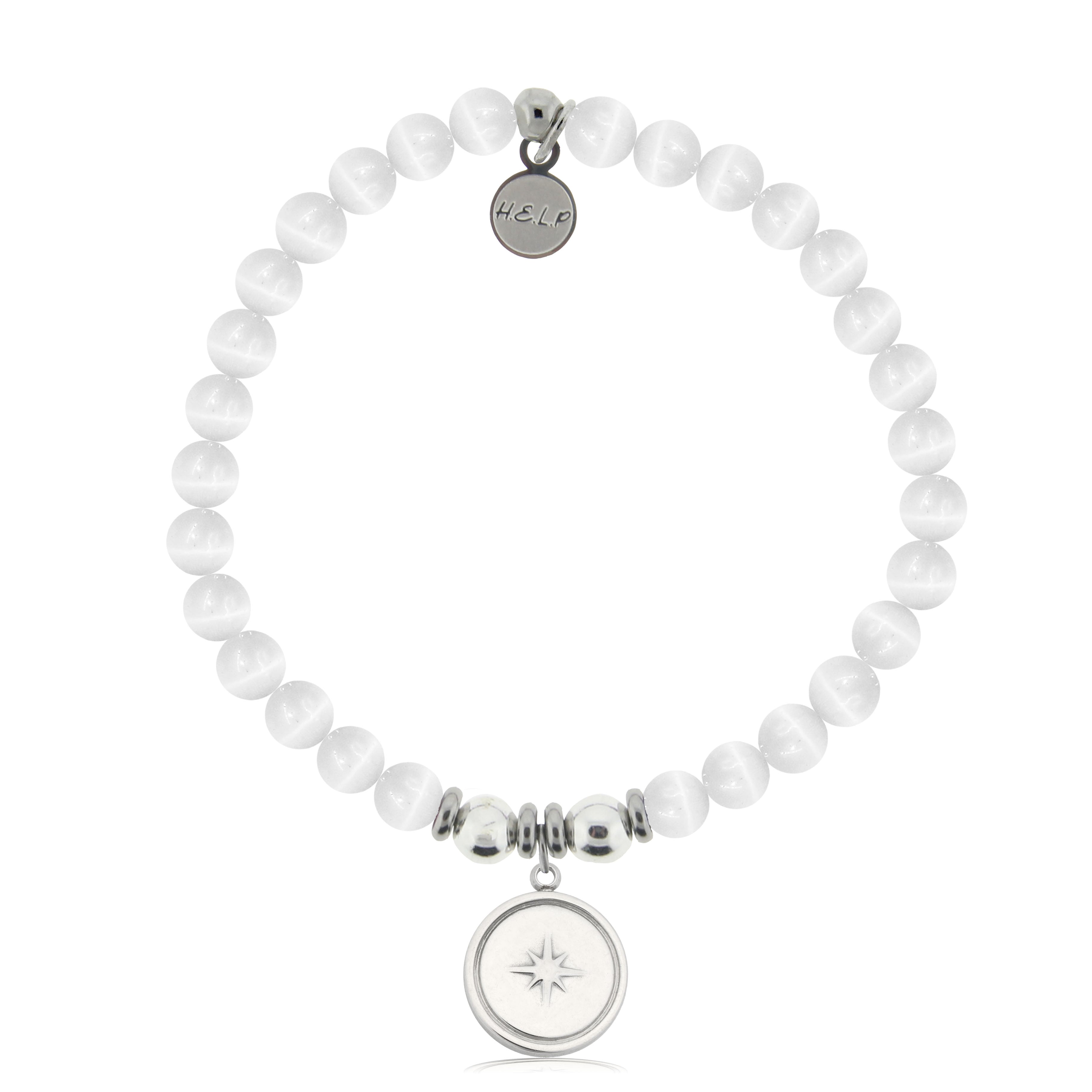 HELP by TJ Milestone Charm with White Cats Eye Charity Bracelet