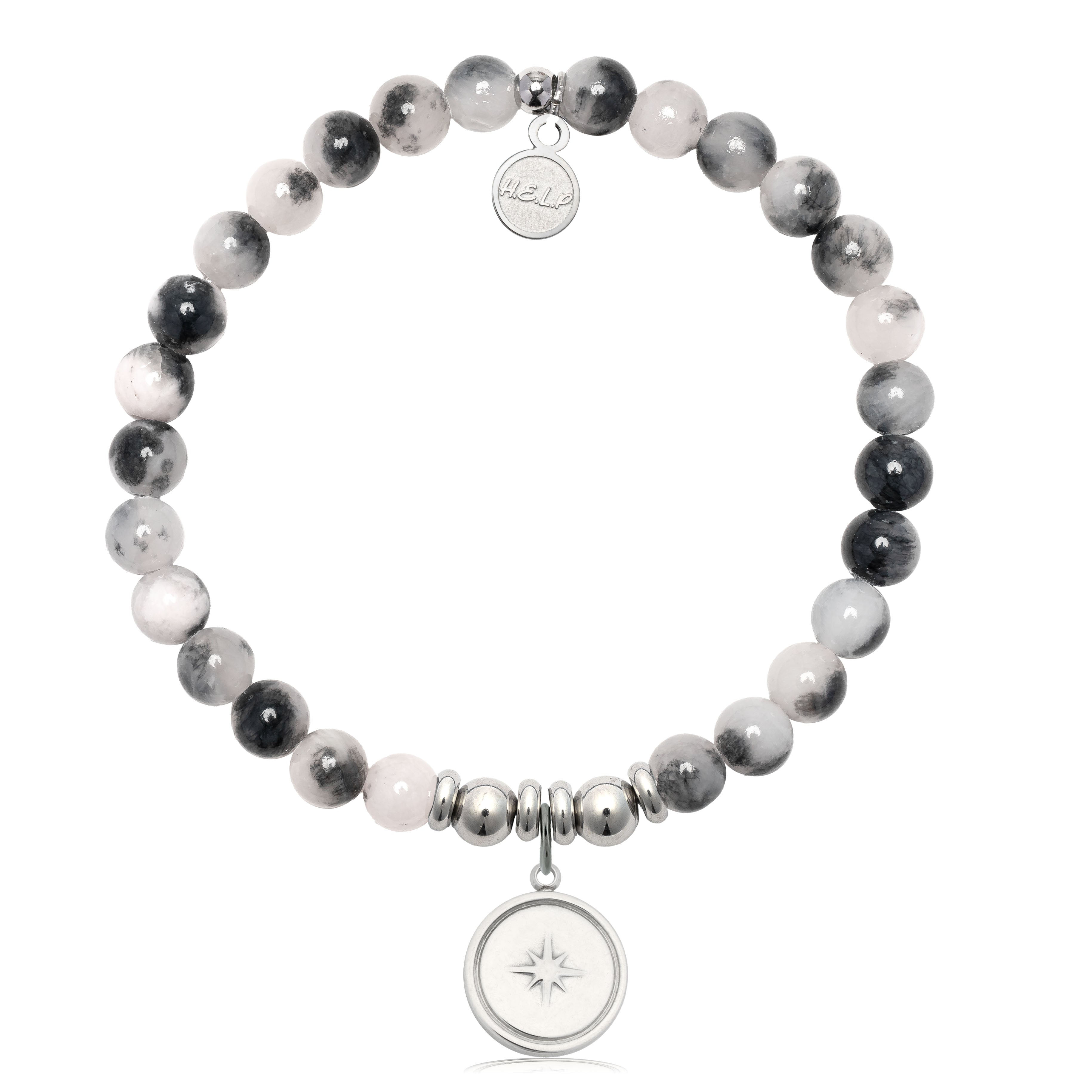HELP by TJ Milestones Charm with Zebra Jade Charity Bracelet