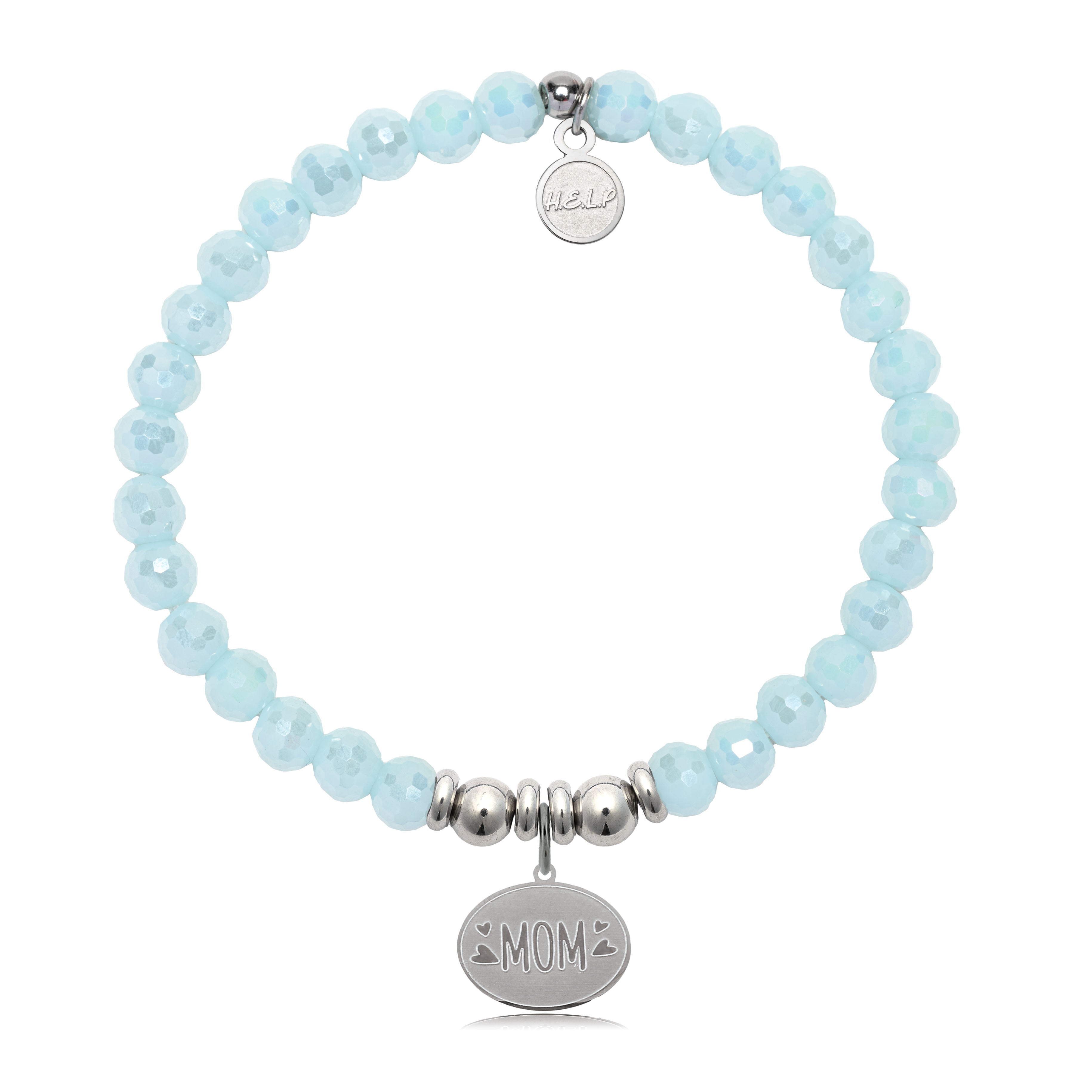 HELP by TJ Mom Hearts Charm with Aqua Crystal Charity Bracelet