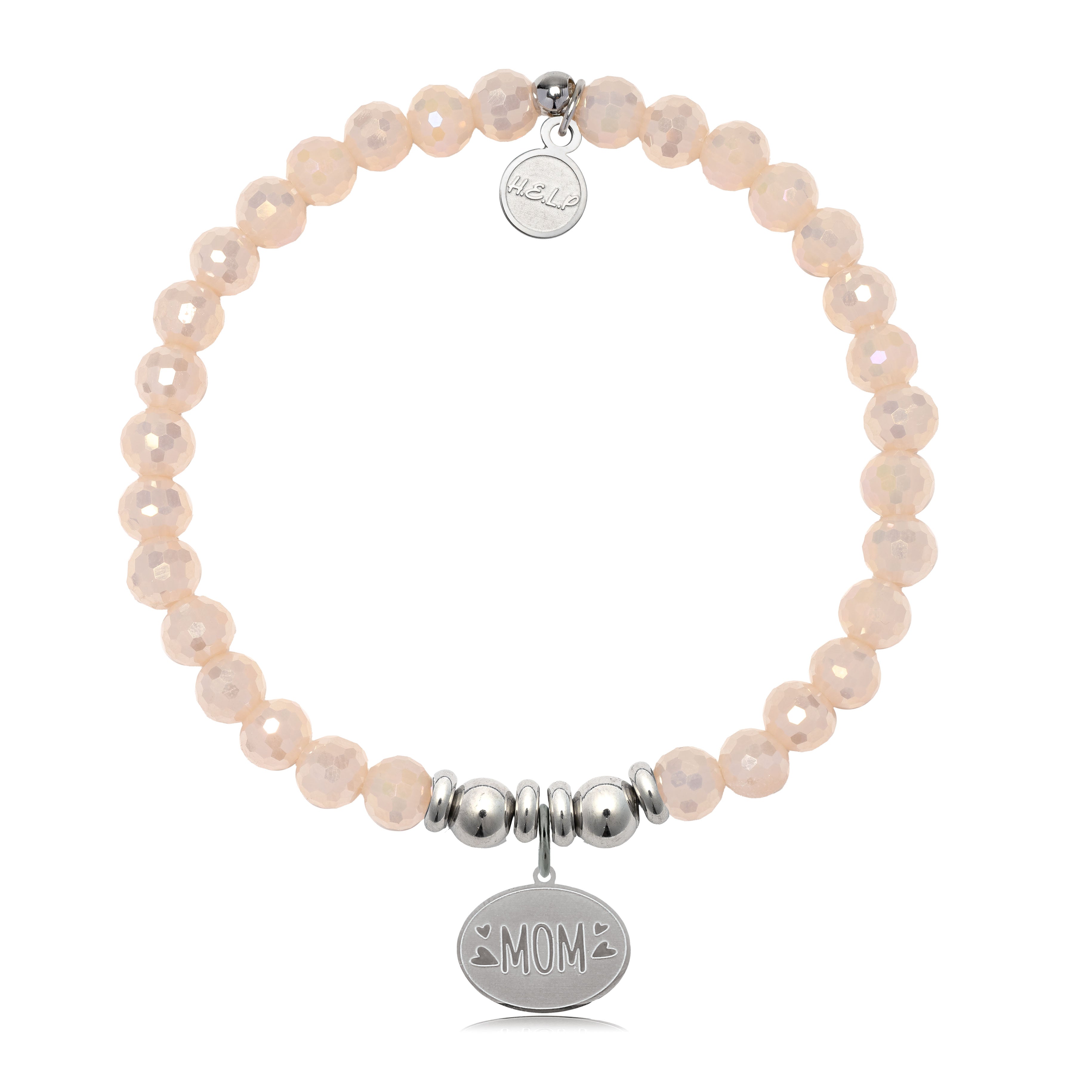 HELP by TJ Mom Hearts Charm with Beige Crystal Charity Bracelet