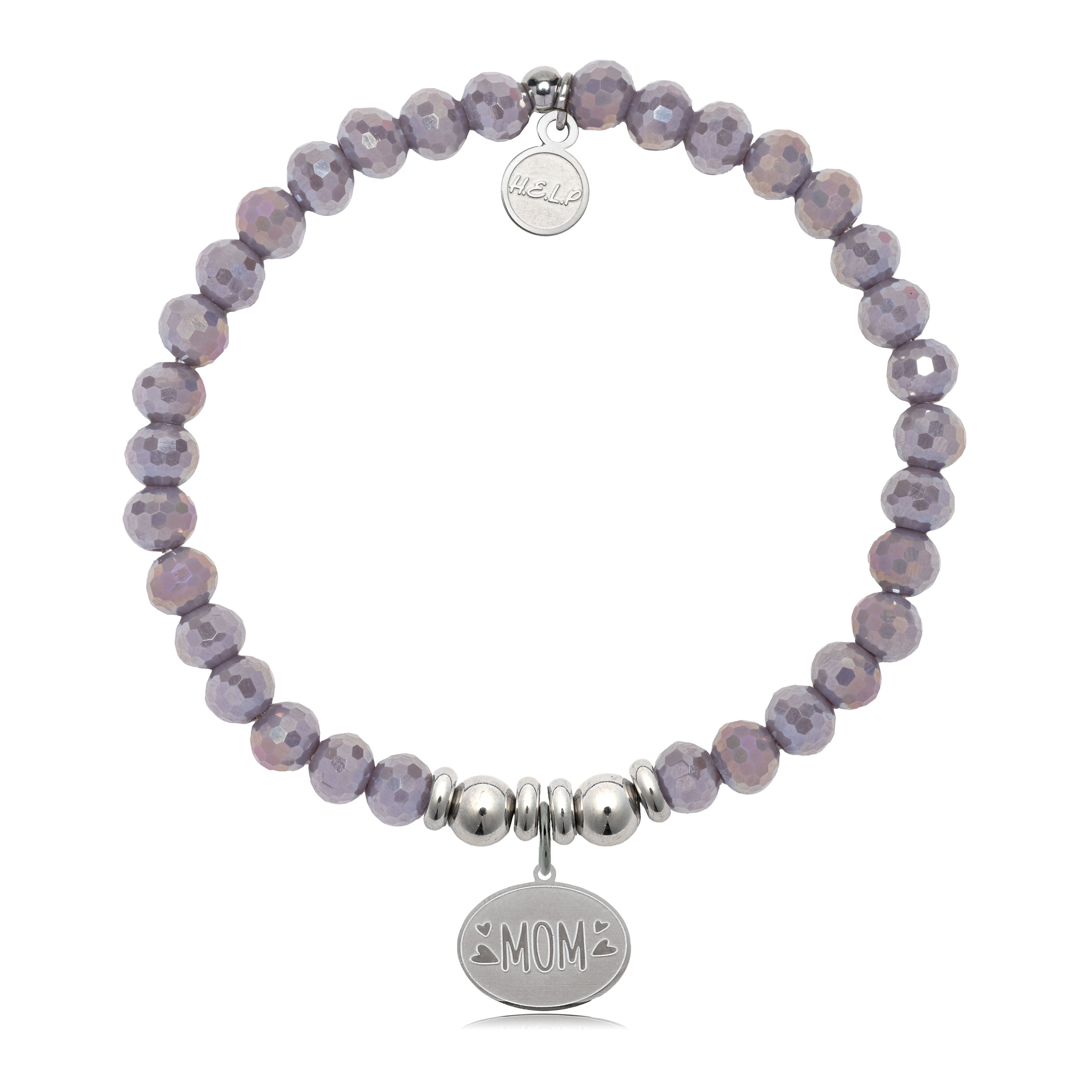 HELP by TJ Mom Hearts Charm with Purple Crystal Charity Bracelet