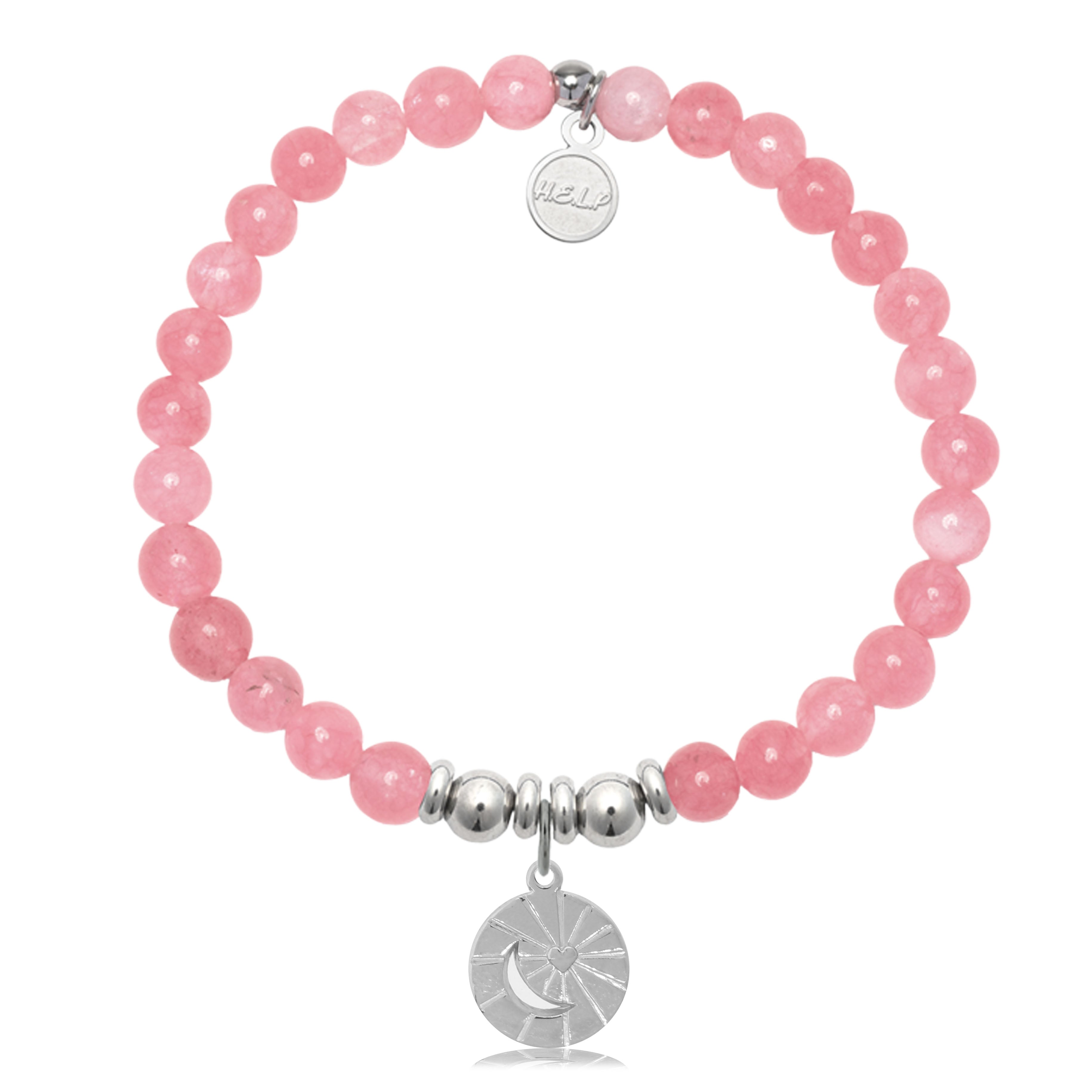 HELP by TJ Moon and Back Charm with Cherry Jade Charity Bracelet