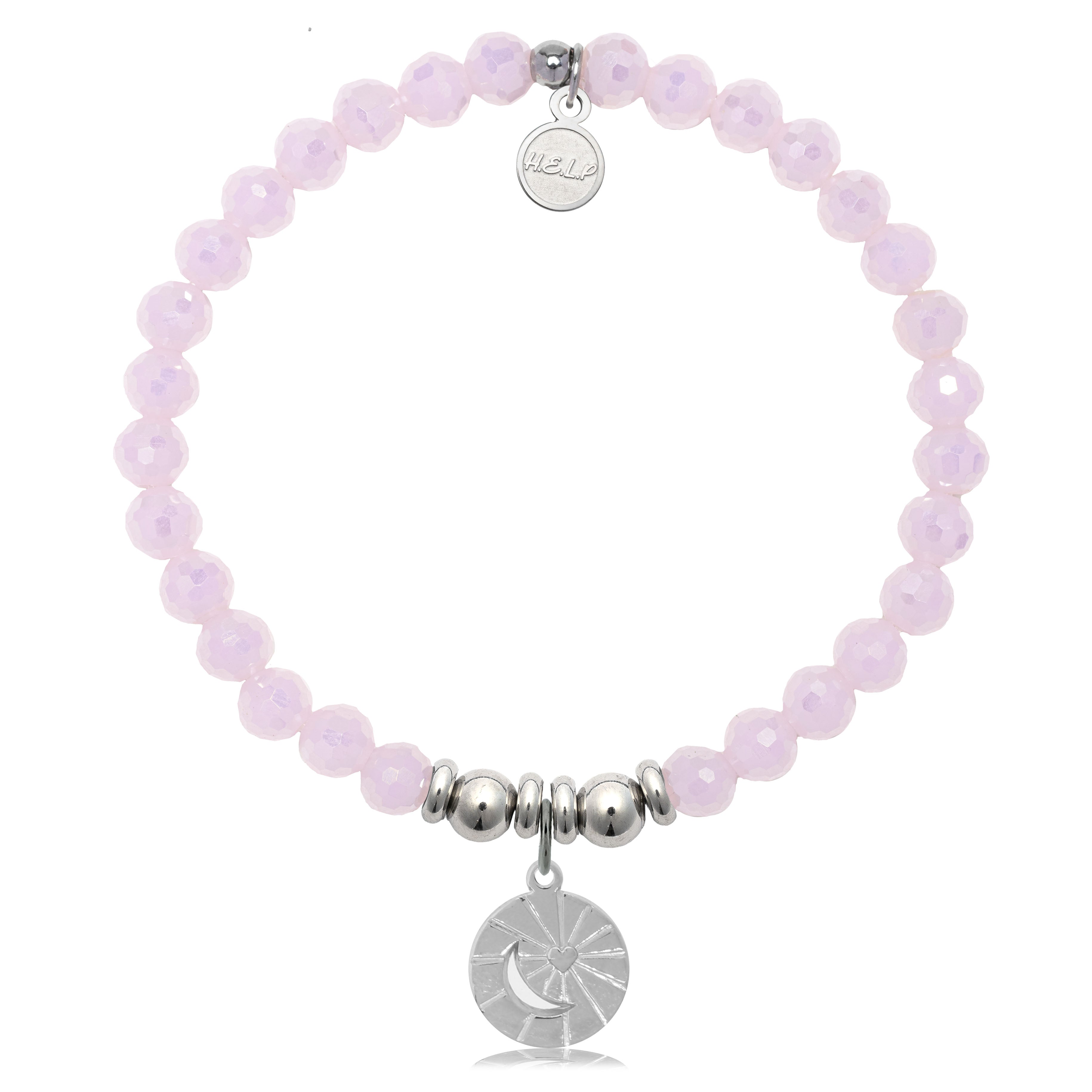 HELP by TJ Moon and Back Charm with Pink Crystal Charity Bracelet