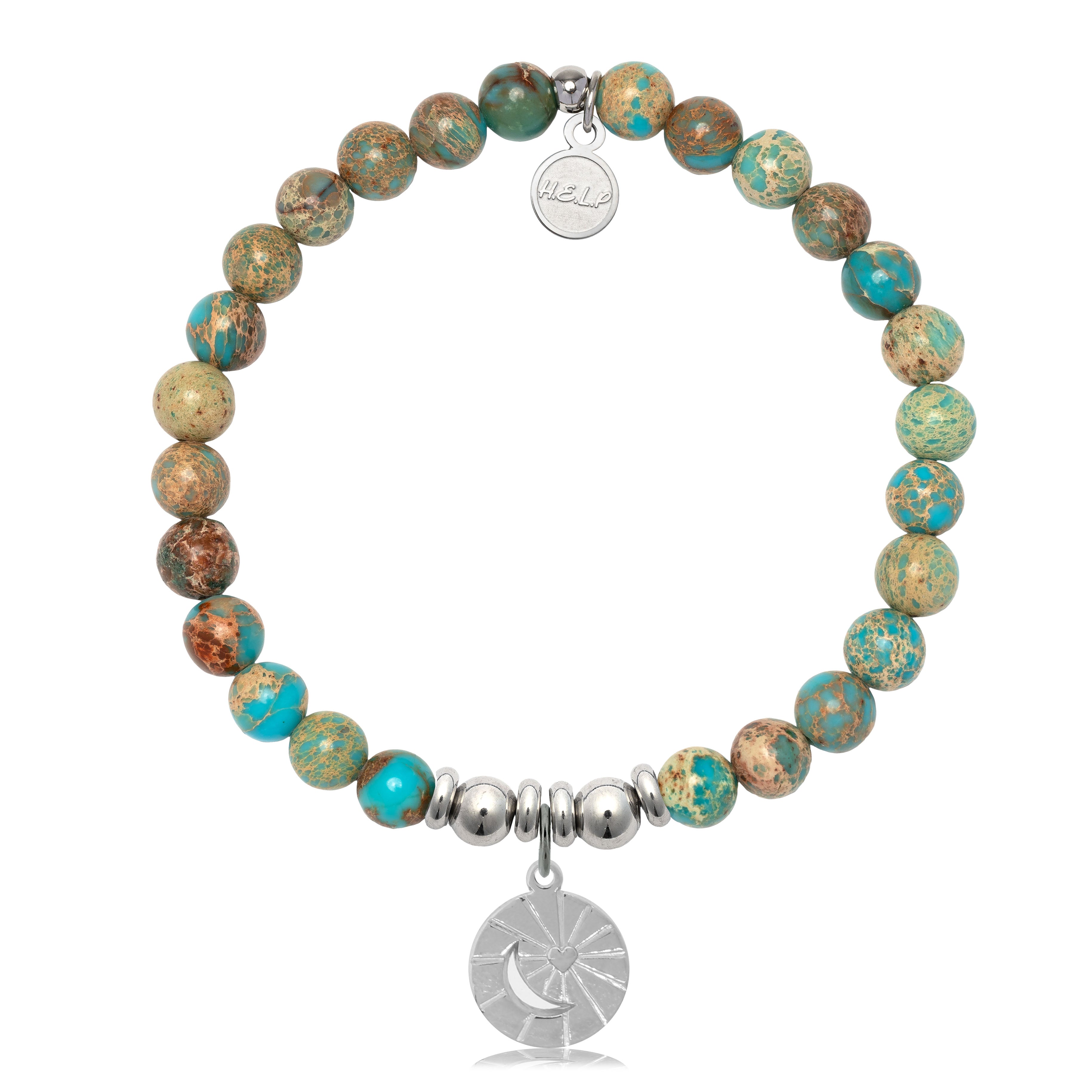 HELP by TJ Moon and Back Charm with Turquoise Jasper Charity Bracelet