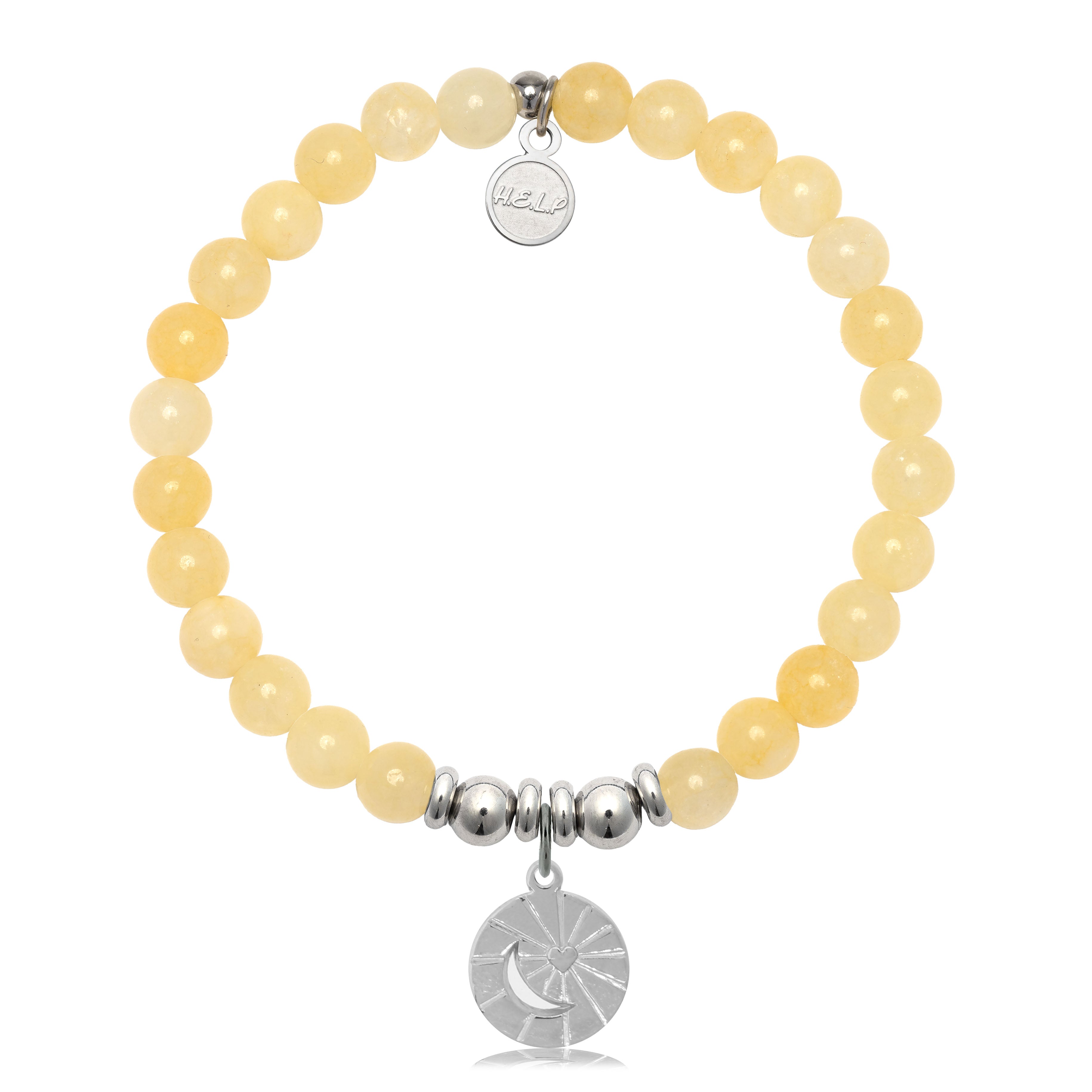HELP by TJ Moon and Back Charm with Yellow Jade Charity Bracelet