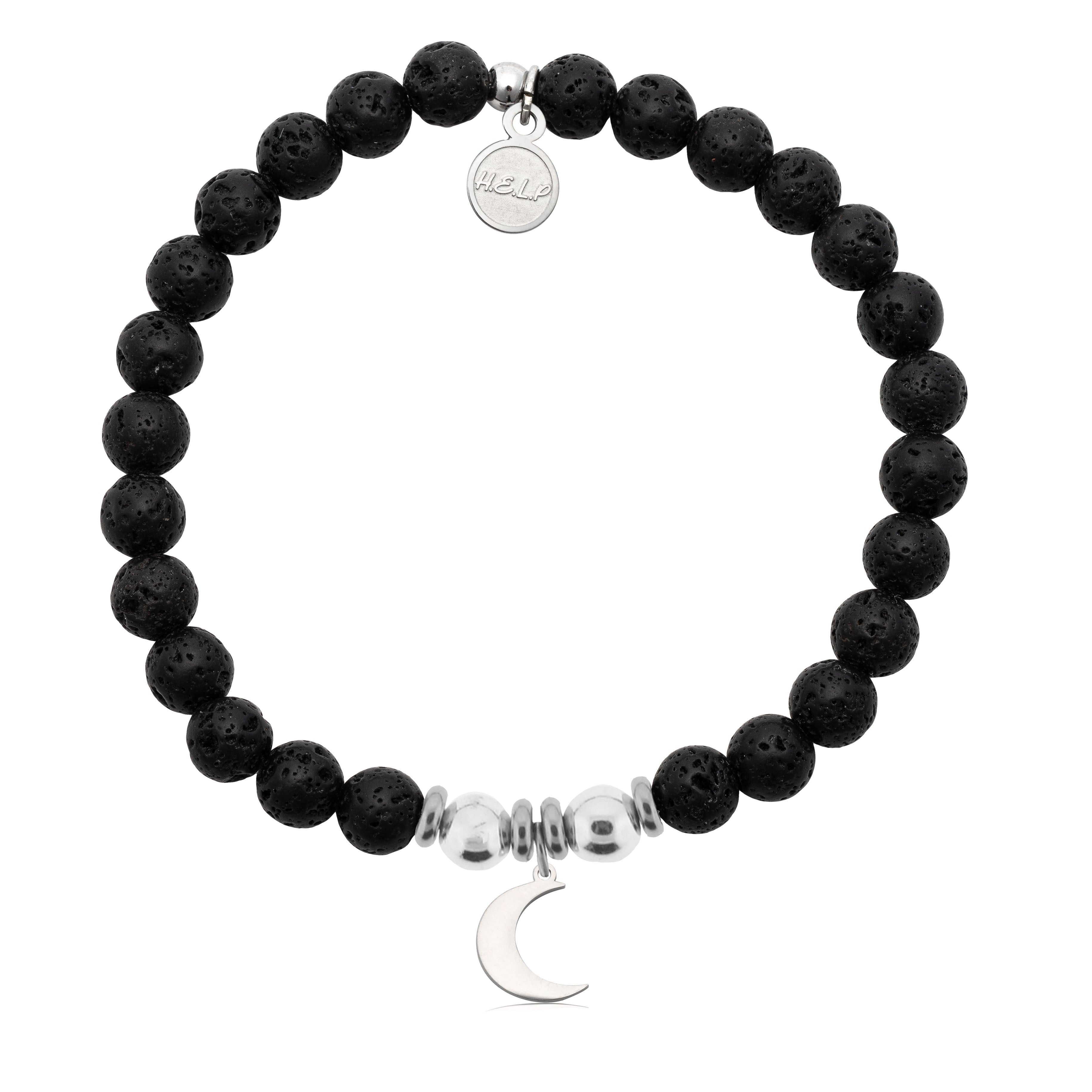 HELP by TJ Moon Cutout Charm with Lava Rock Charity Bracelet