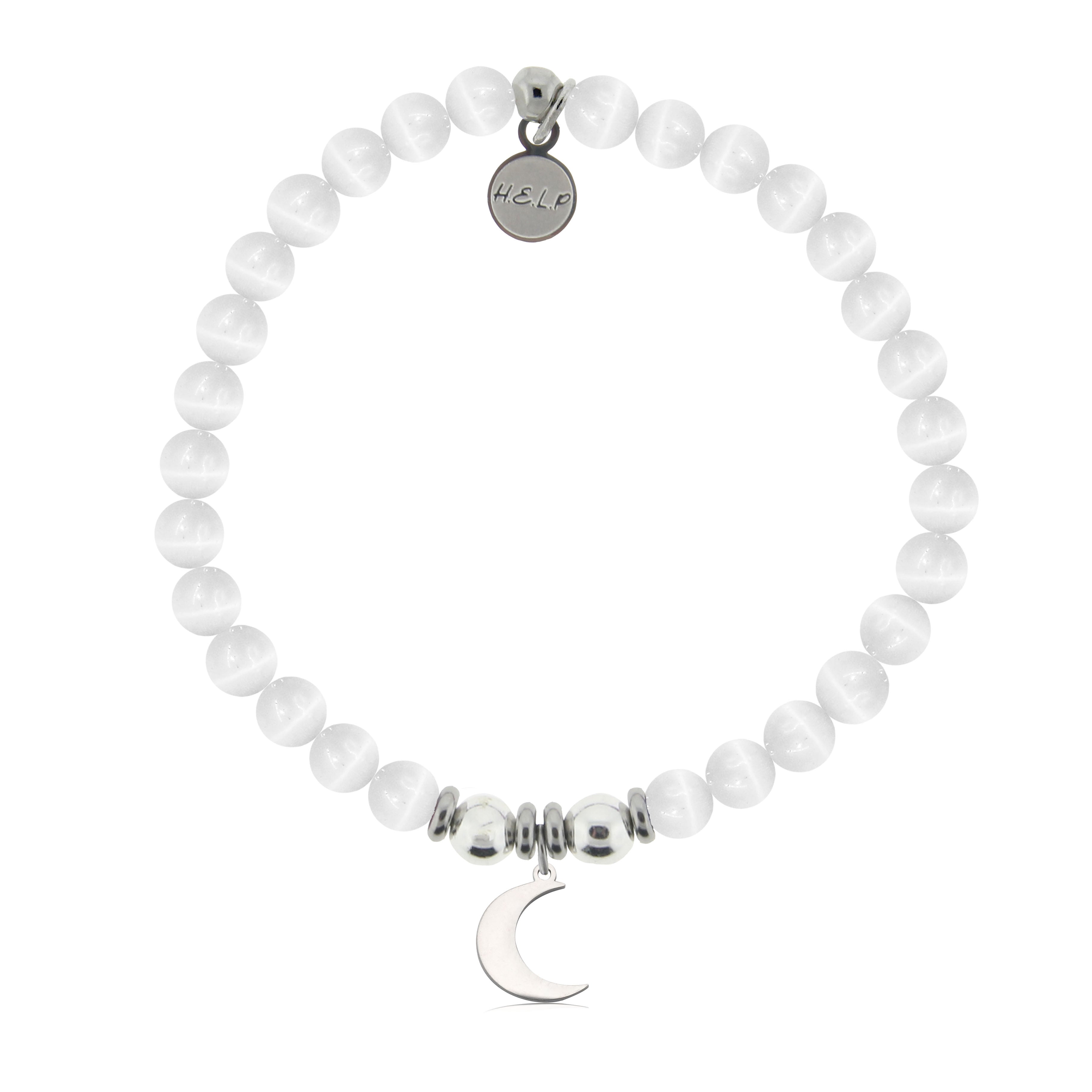 HELP by TJ Moon Cutout Charm with White Cats Eye Charity Bracelet
