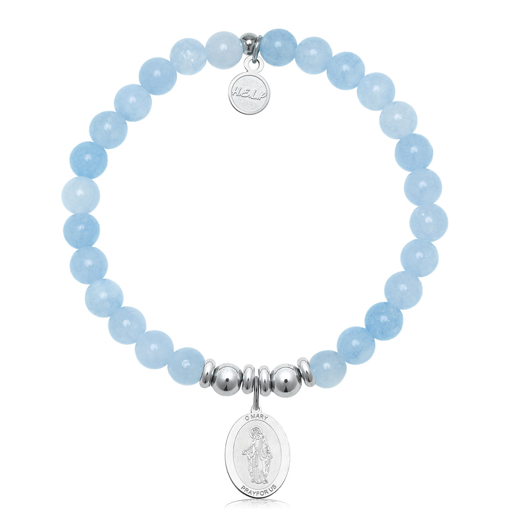 HELP by TJ Mother Mary Charm with Light Blue Quartz Charity Bracelet