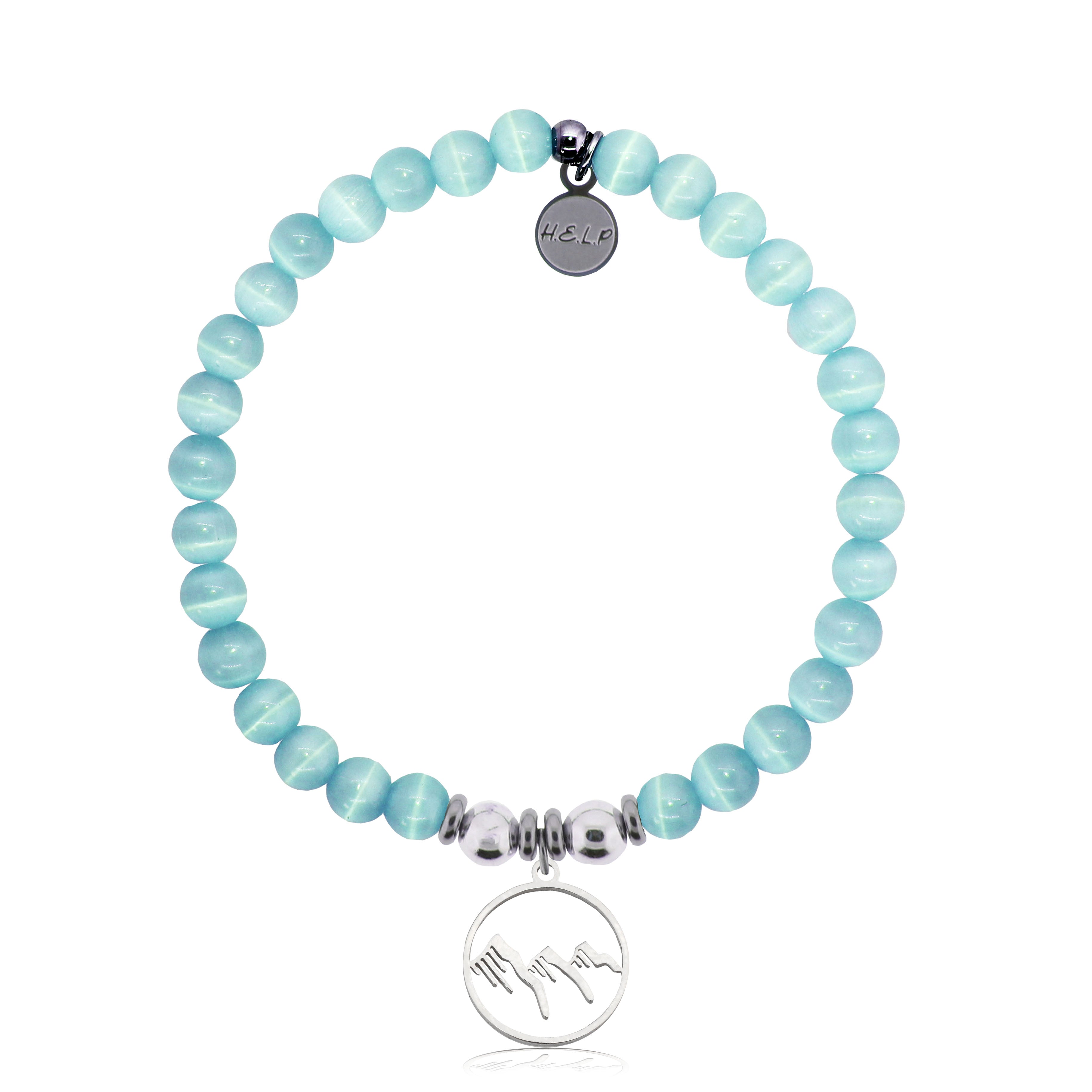 HELP by TJ Mountain Charm with Aqua Cats Eye Charity Bracelet