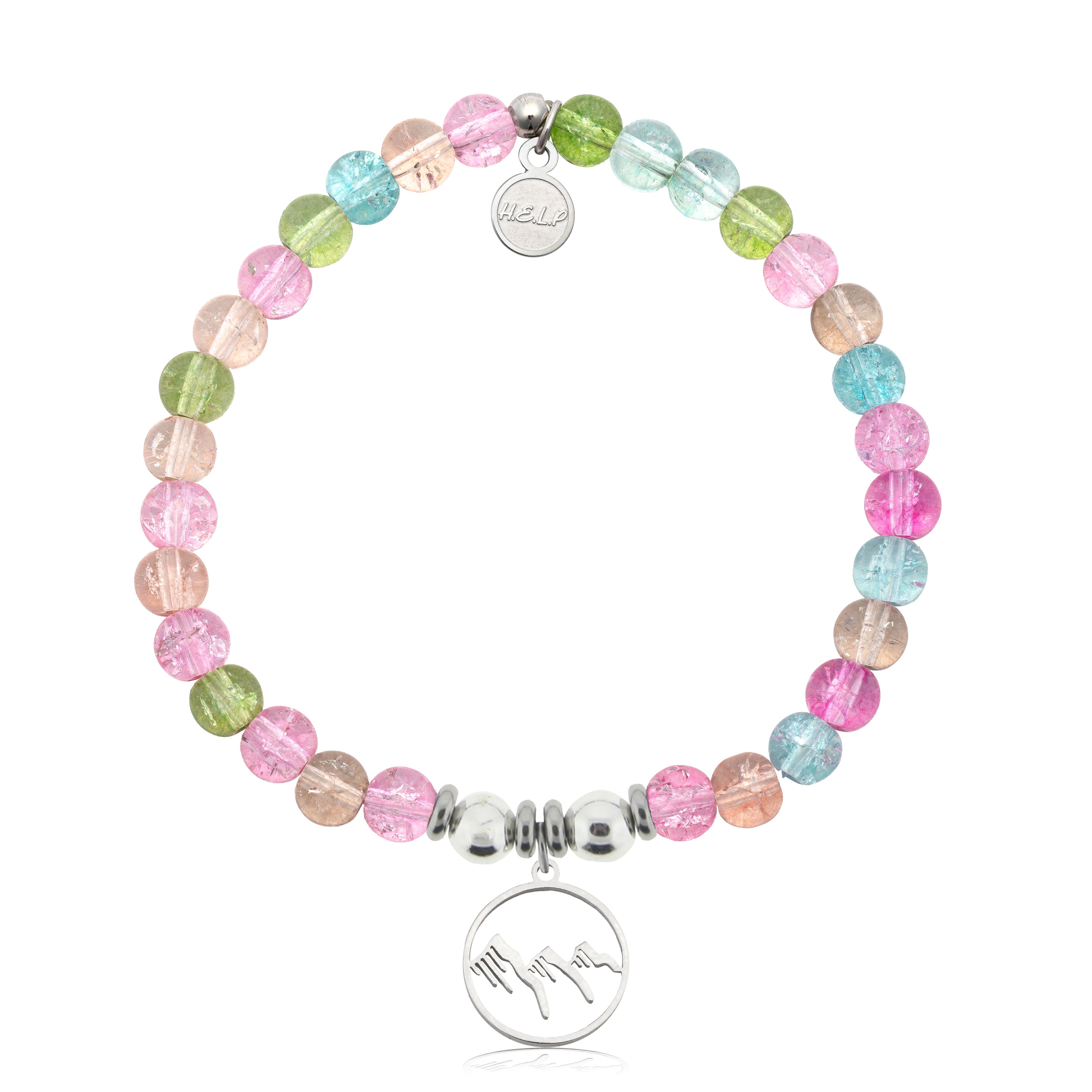 HELP by TJ Mountain Charm with Kaleidoscope Crystal Charity Bracelet