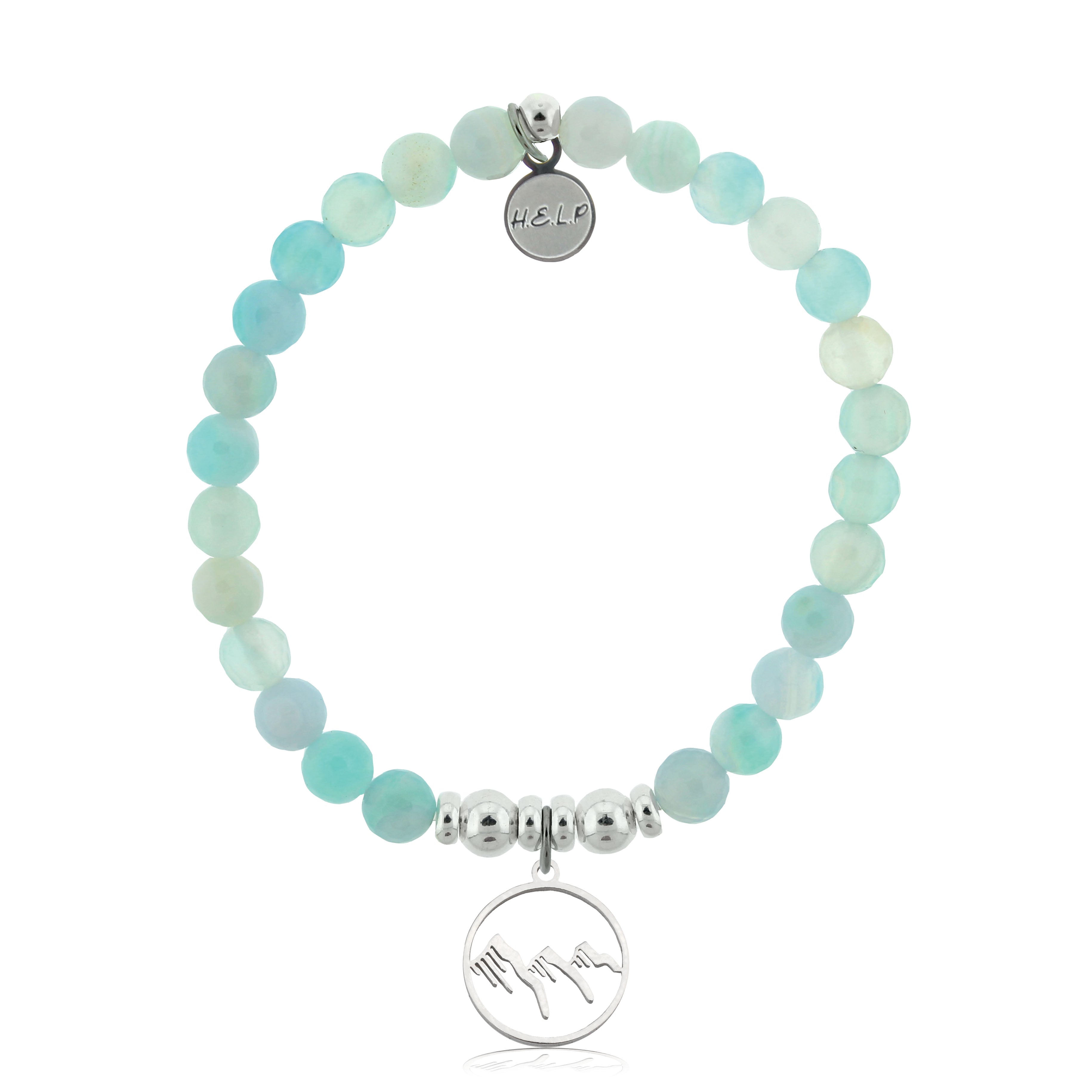 HELP by TJ Mountain Charm with Light Blue Agate Charity Bracelet