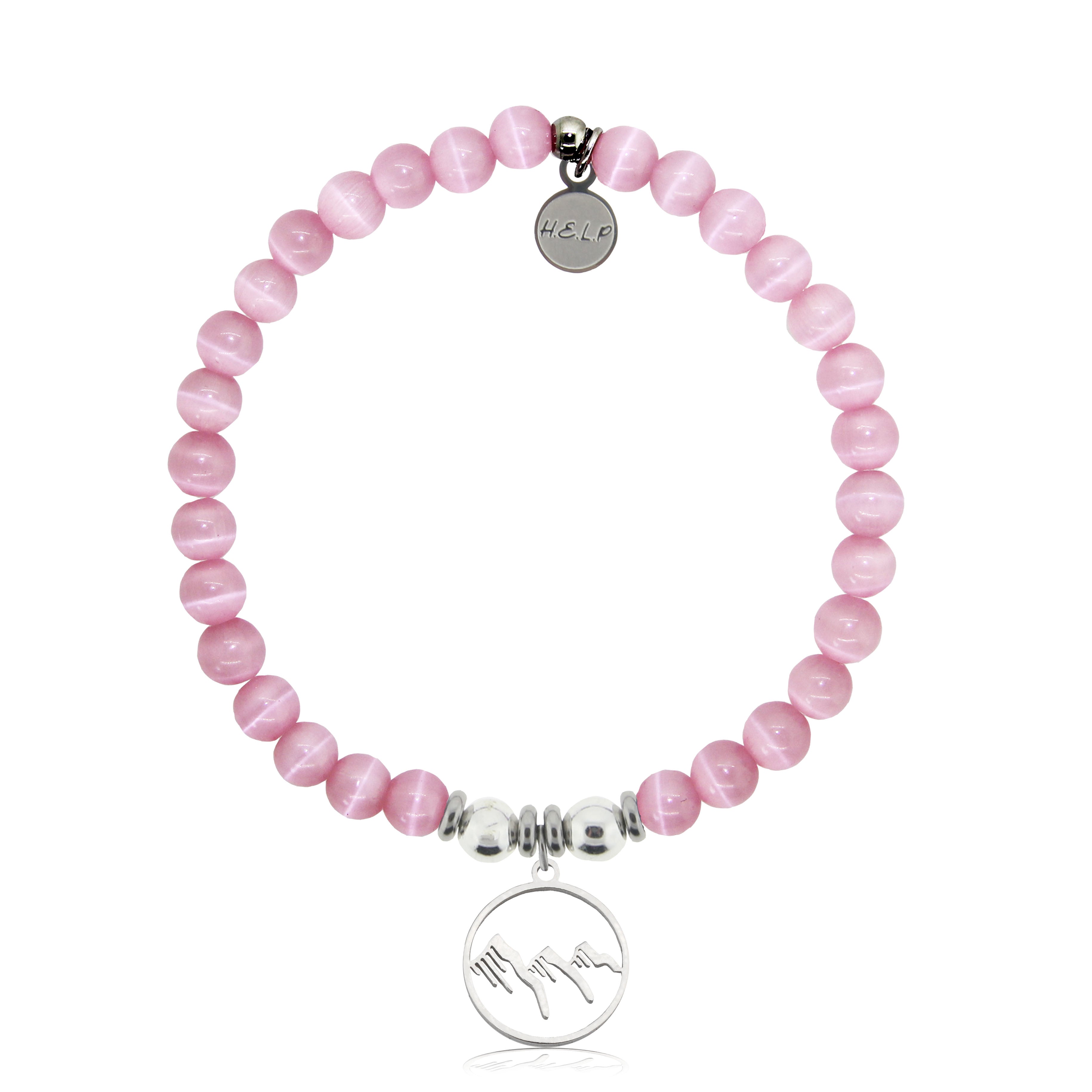 HELP by TJ Mountain Charm with Pink Cats Eye Charity Bracelet