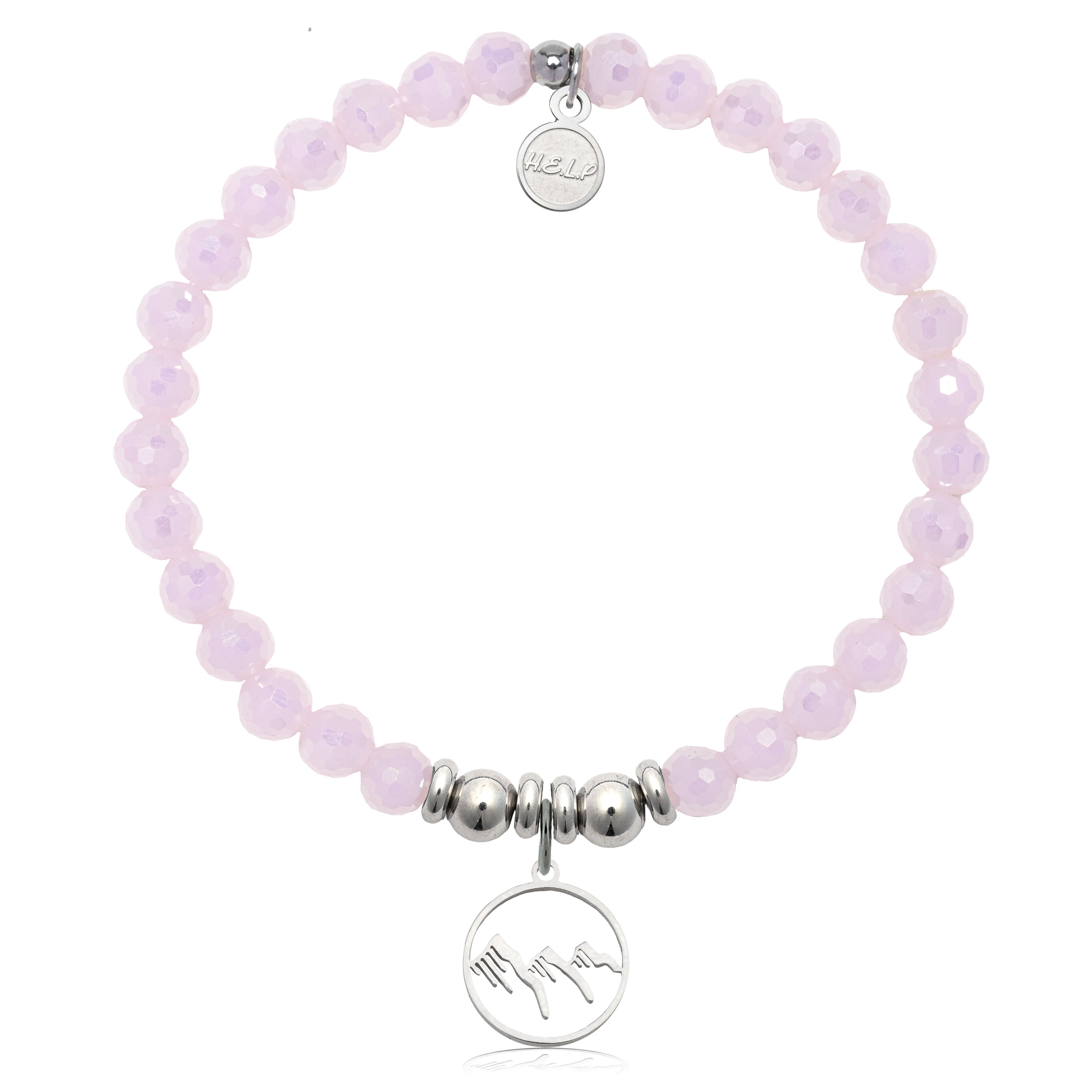 HELP by TJ Mountain Charm with Pink Crystal Charity Bracelet