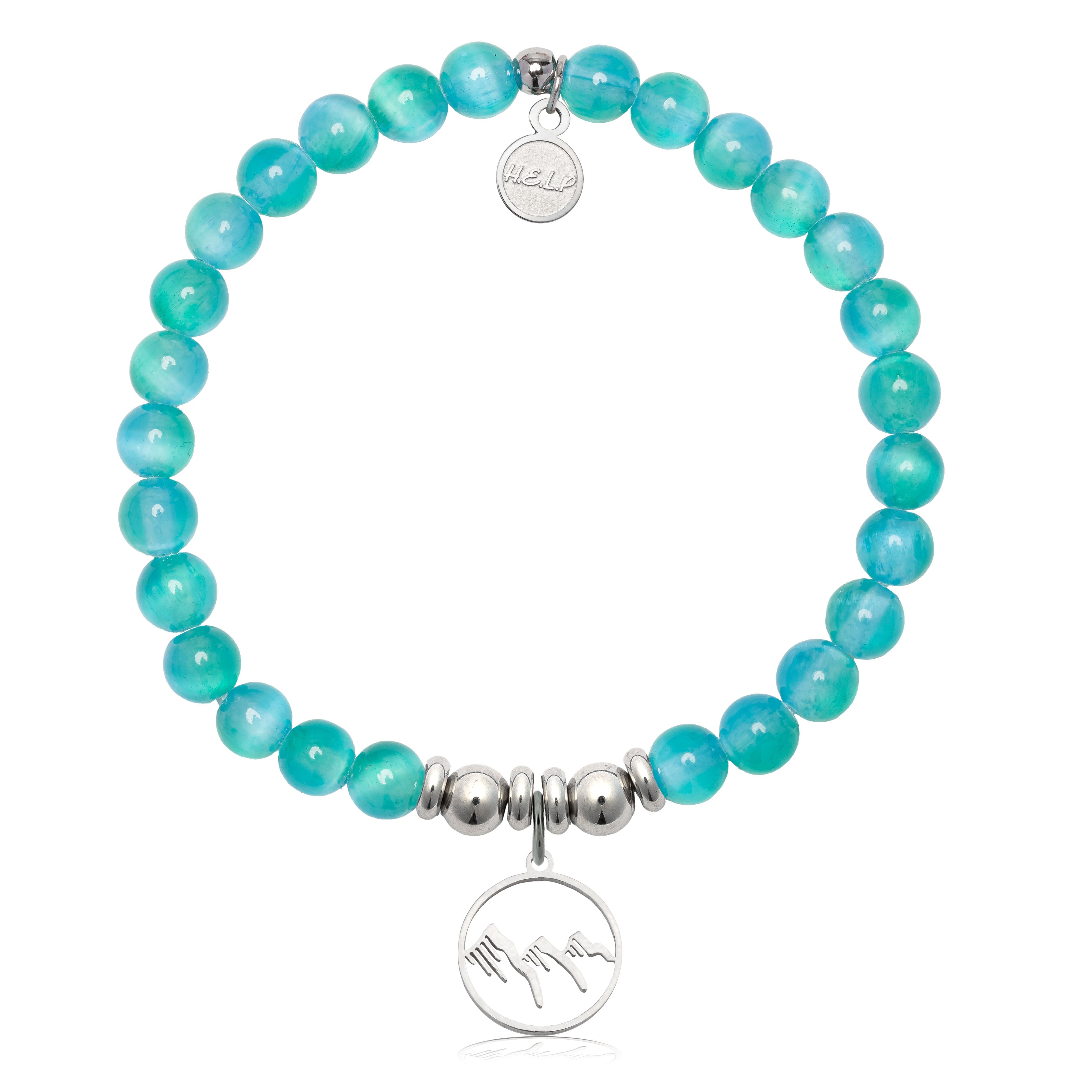 HELP by TJ Mountain Charm with Teal Selenite Charity Bracelet
