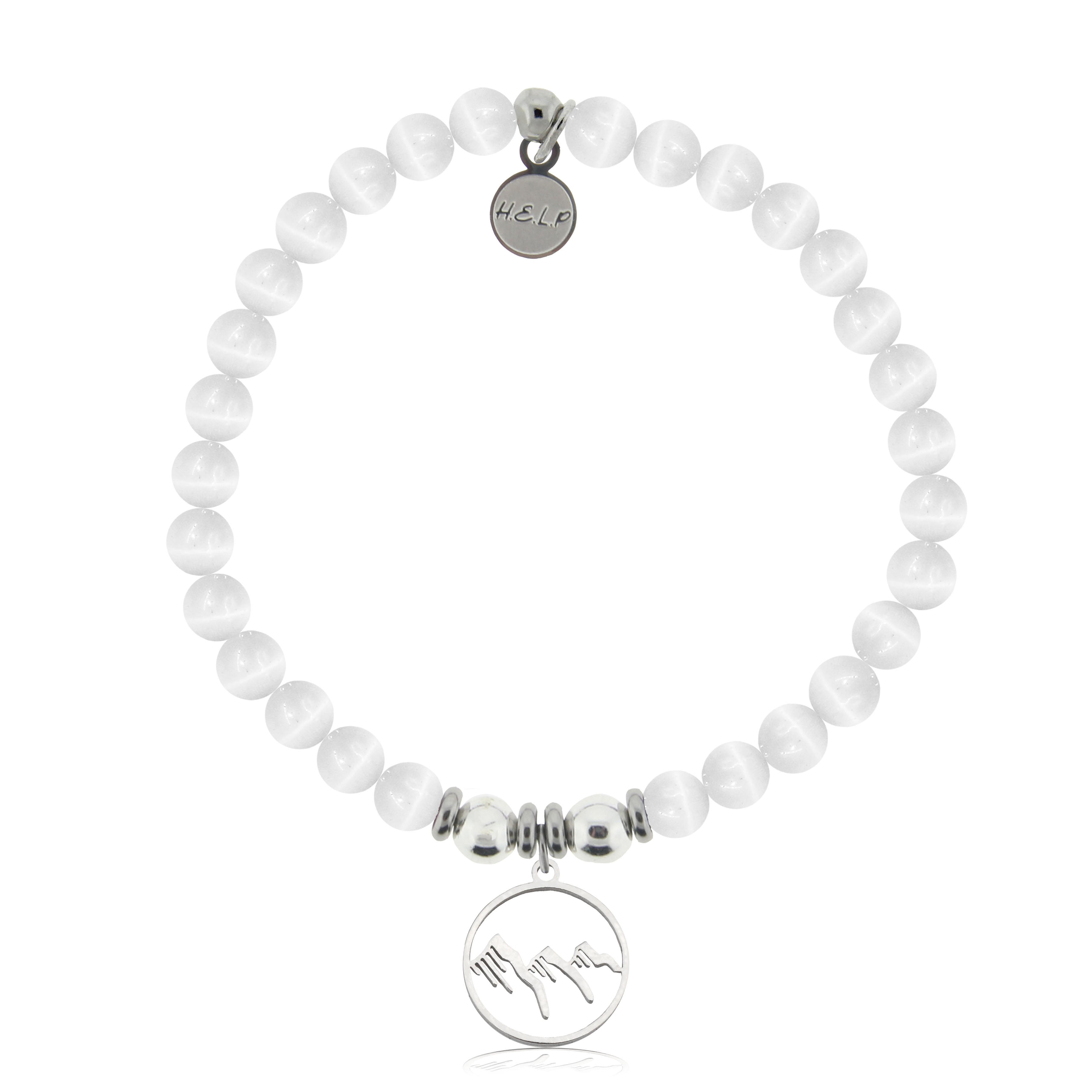 HELP by TJ Mountain Charm with White Cats Eye Charity Bracelet