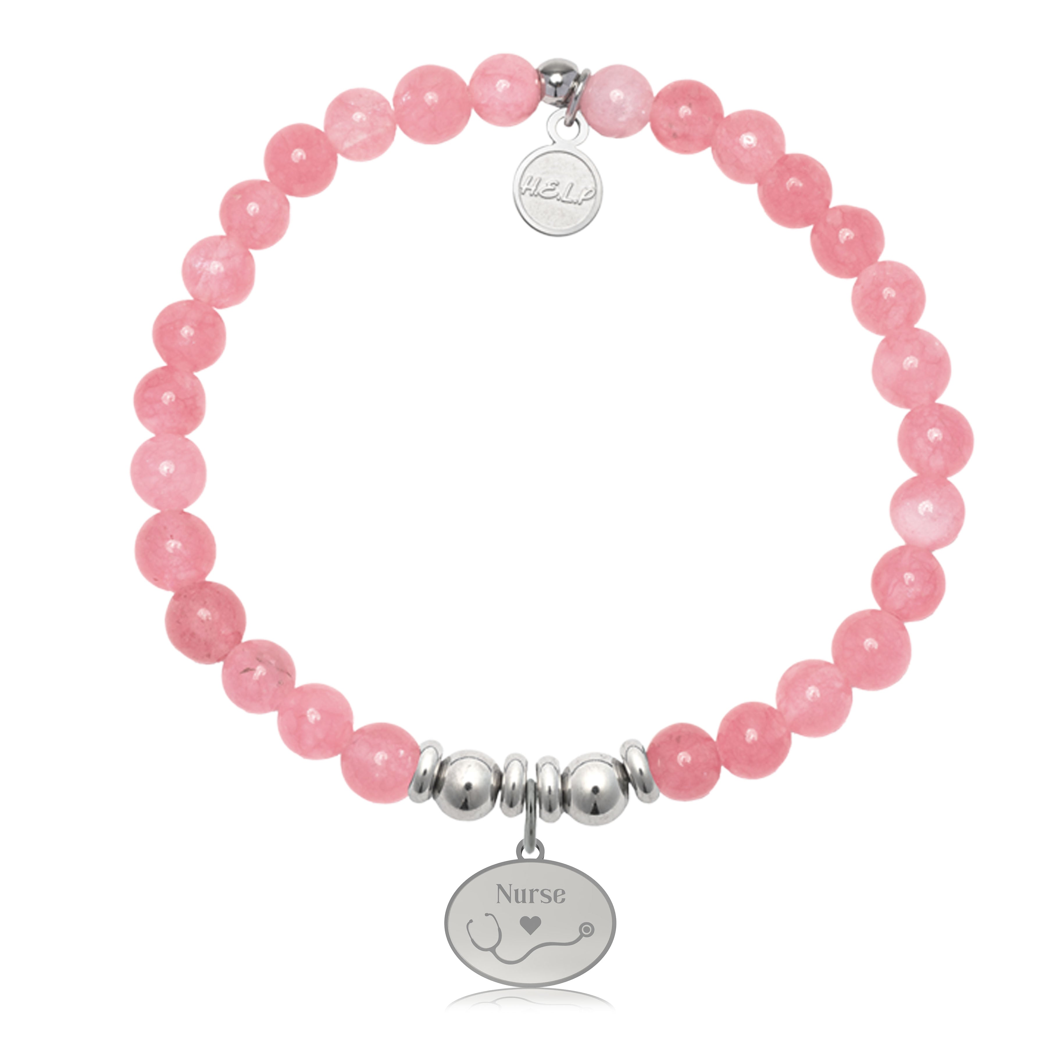 HELP by TJ Nurse Charm with Cherry Jade Charity Bracelet