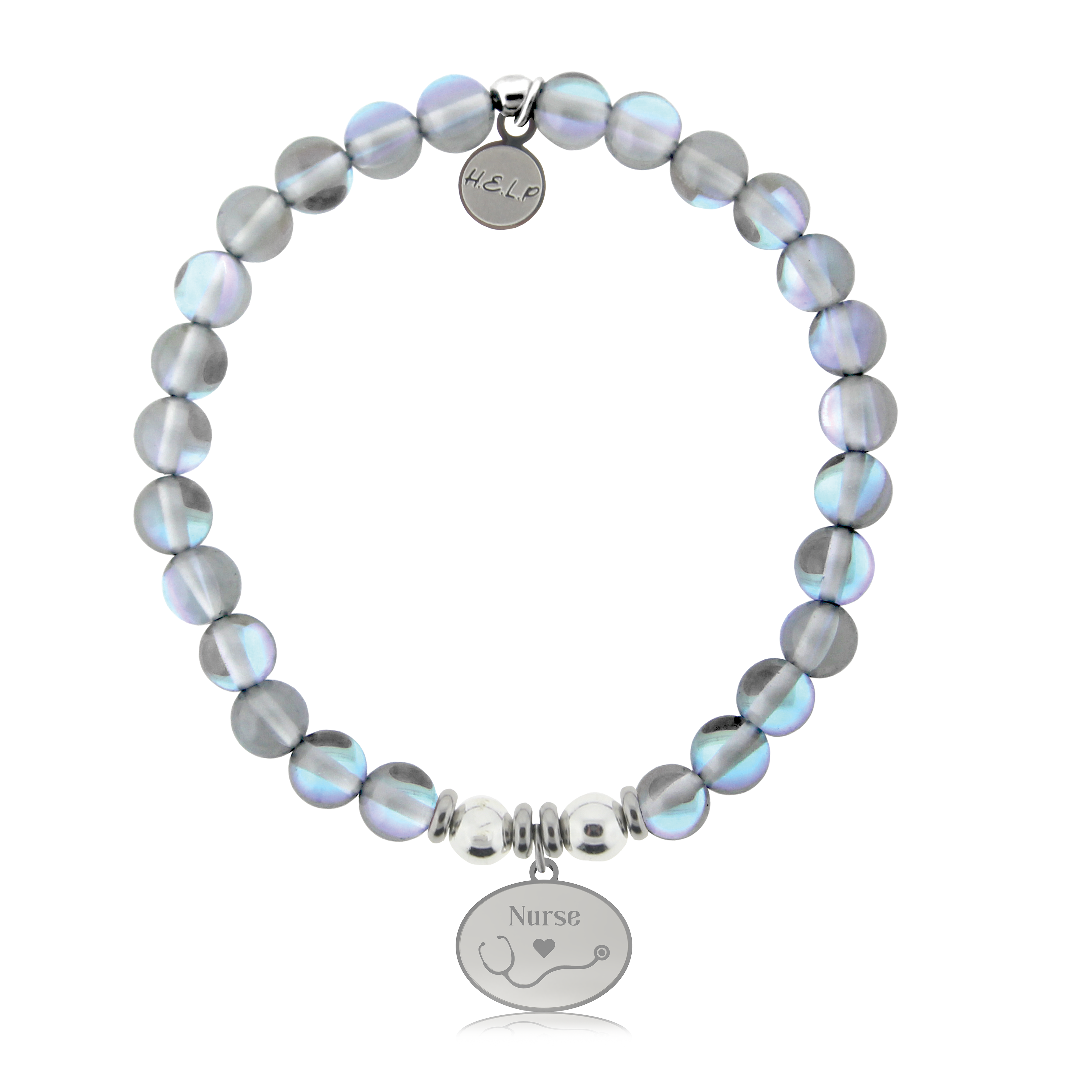 HELP by TJ Nurse Charm with Grey Opalescent Charity Bracelet