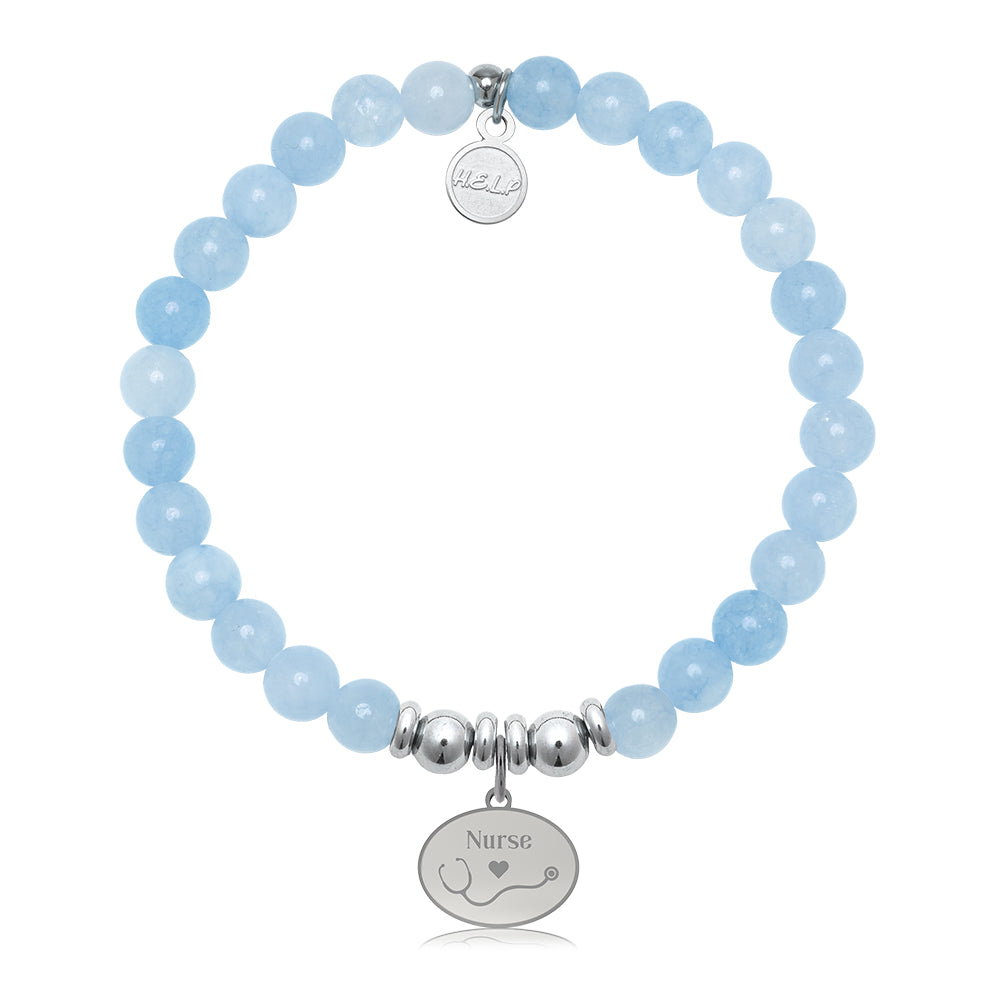 HELP by TJ Nurse Charm with Light Blue Quartz Charity Bracelet