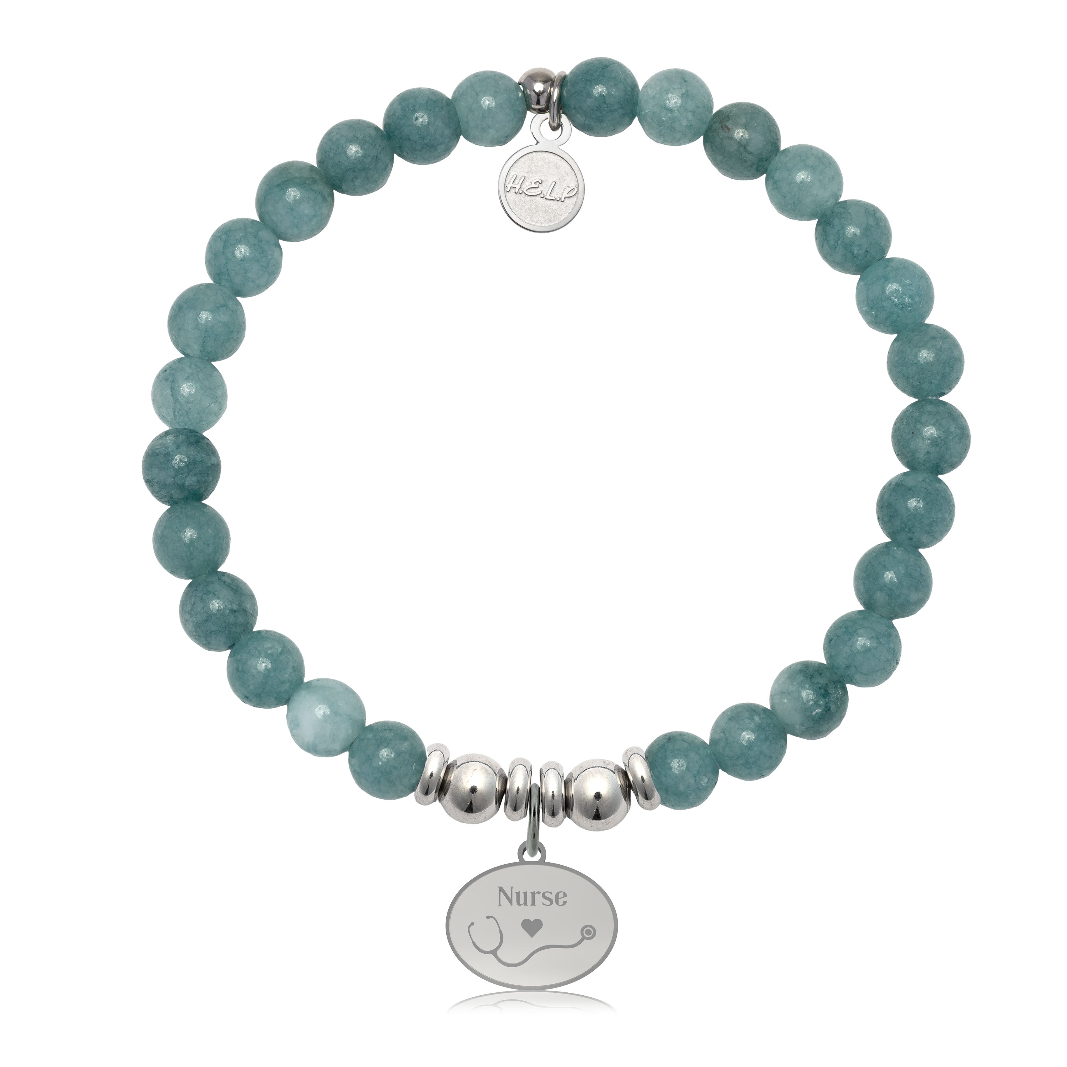 HELP by TJ Nurse Charm with Mountain Blue Jade Charity Bracelet