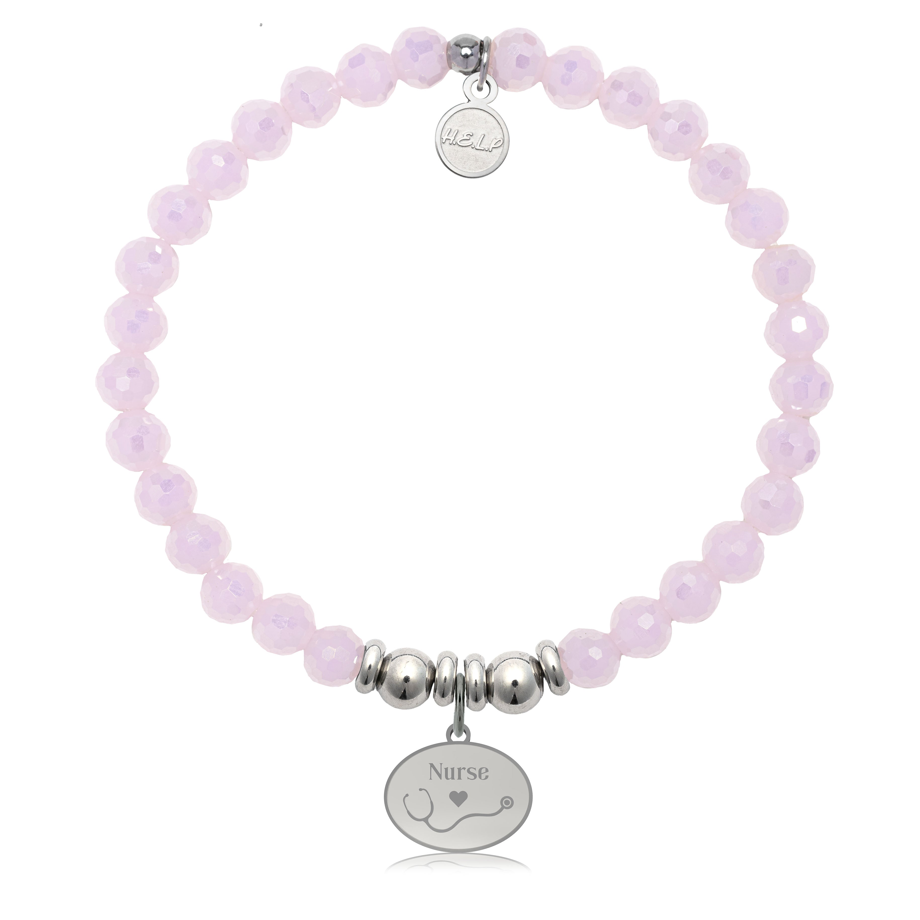 HELP by TJ Nurse Charm with Pink Crystal Charity Bracelet