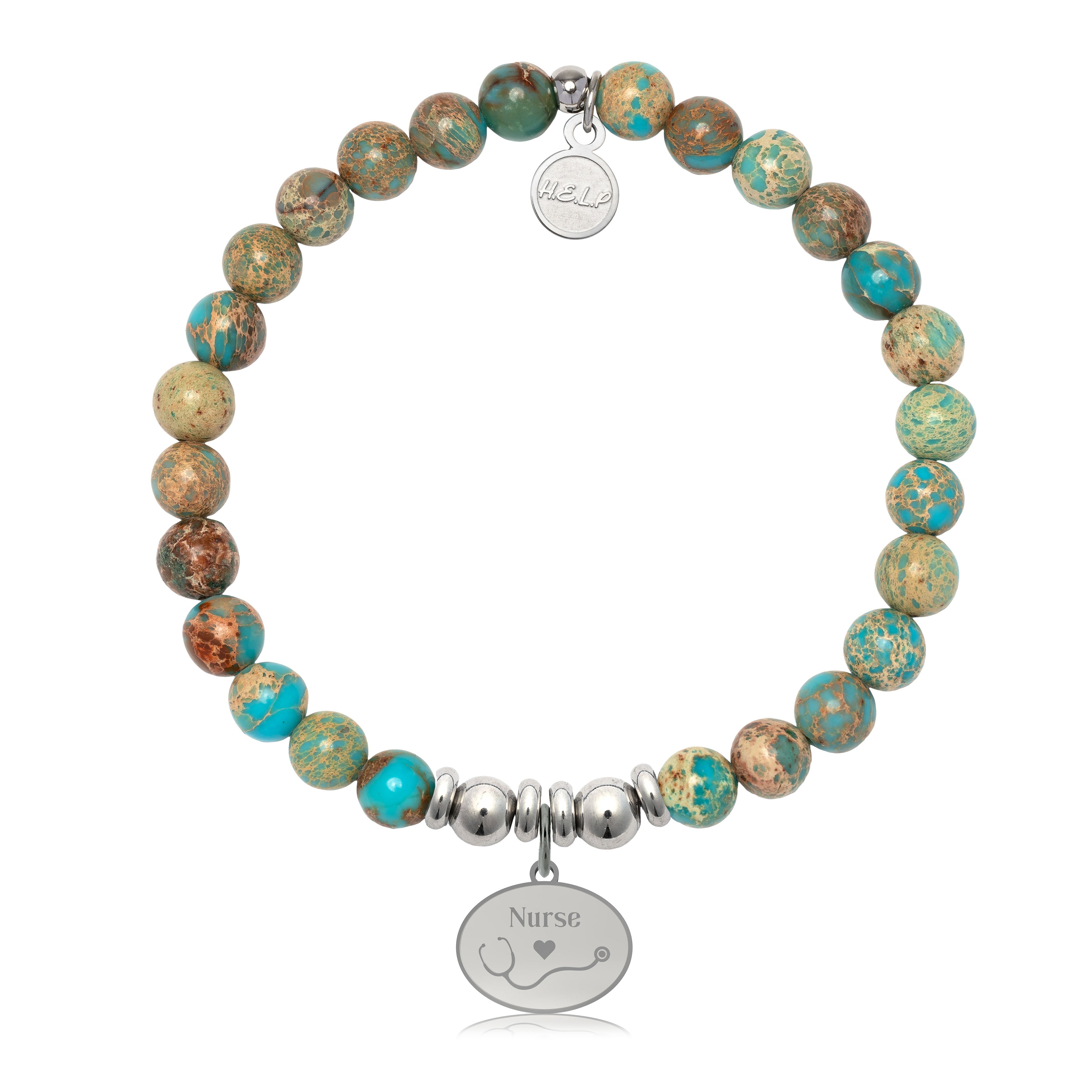 HELP by TJ Nurse Charm with Turquoise Jasper Charity Bracelet