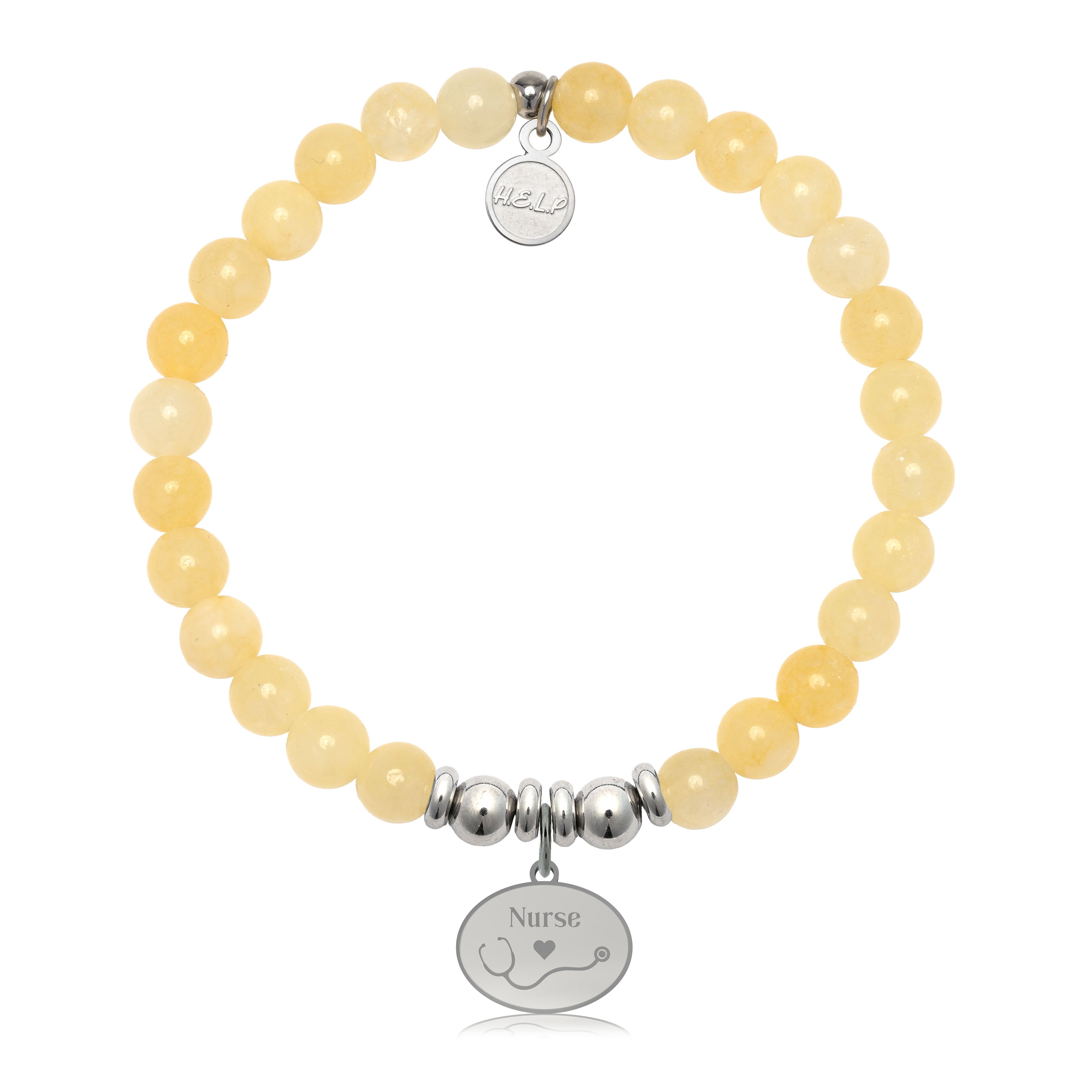 HELP by TJ Nurse Charm with Yellow Jade Charity Bracelet