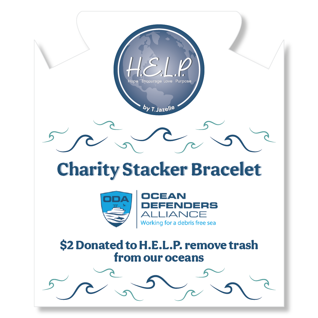 HELP by TJ Ocean Defenders Alliance Stacker: Aqua Crystal and Shells Bracelet
