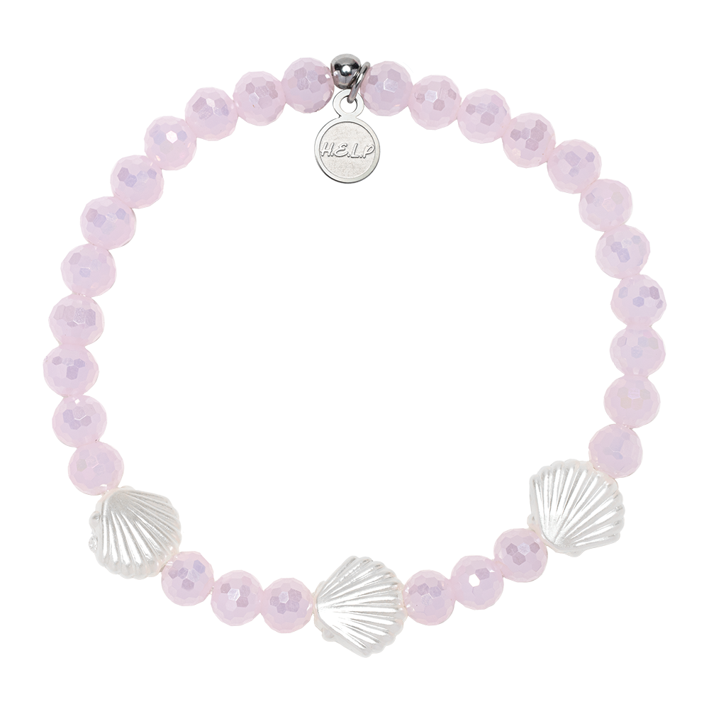 HELP by TJ Ocean Defenders Alliance Stacker: Pink Crystal and Shells Bracelet