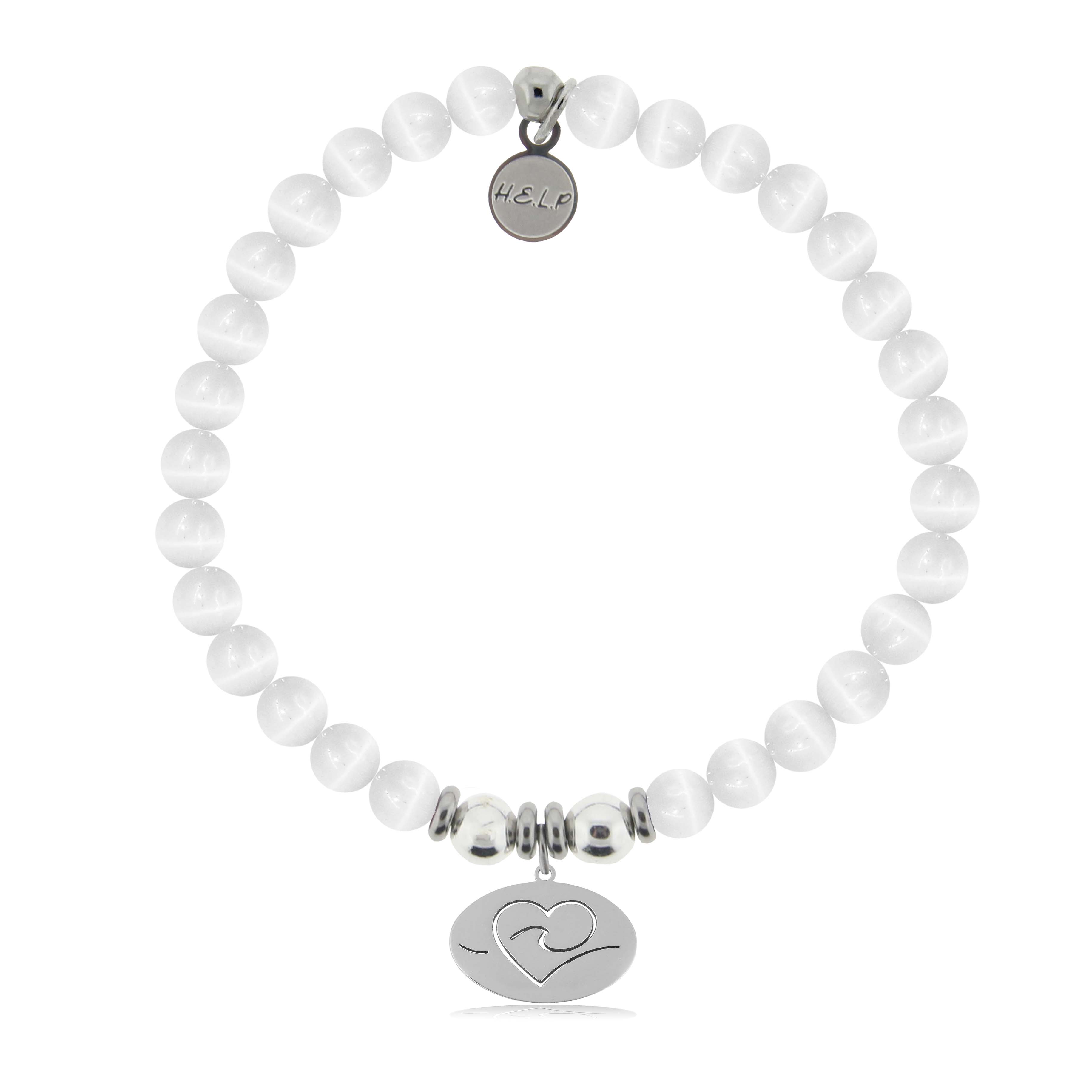 HELP by TJ Ocean Love Charm with White Cats Eye Charity Bracelet