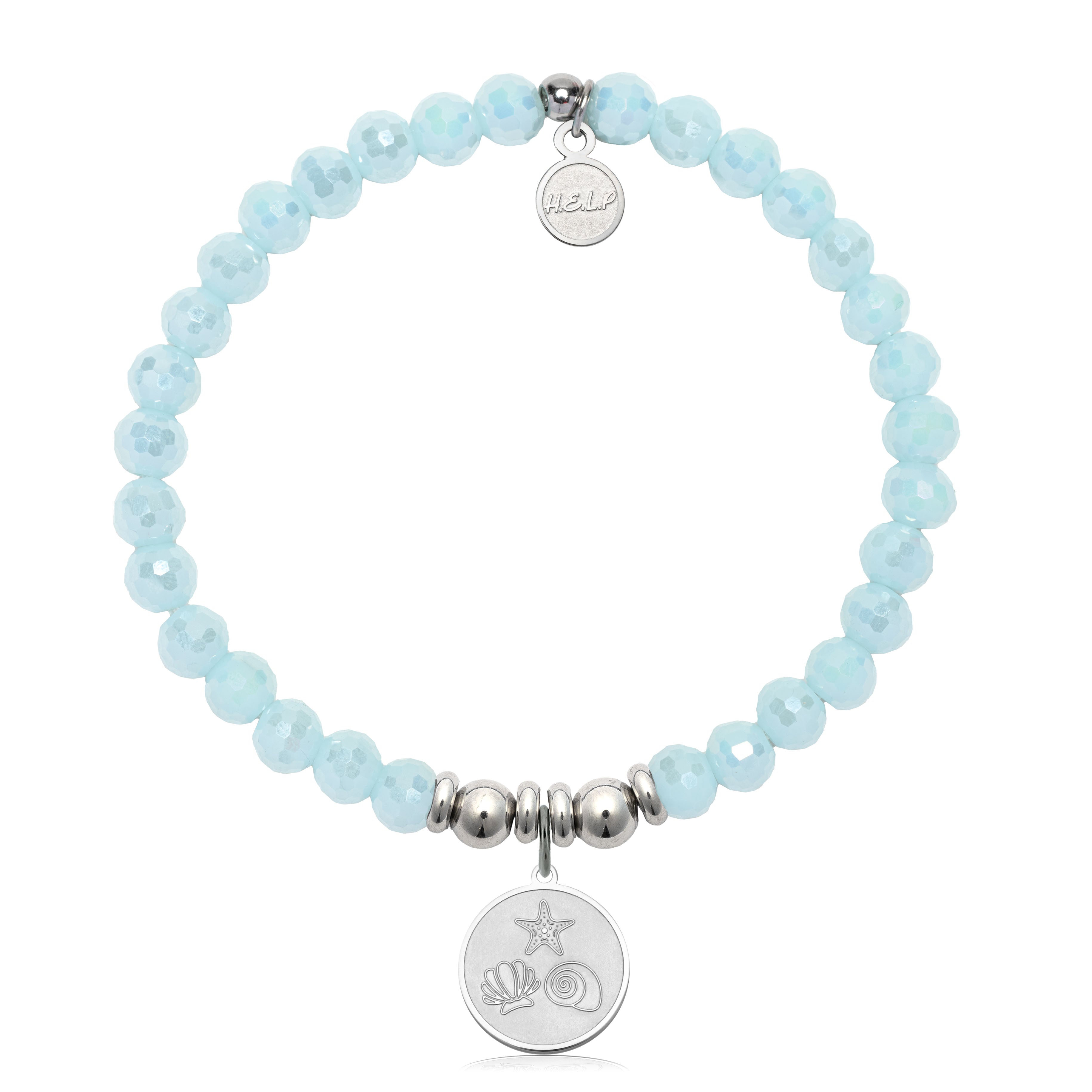 HELP by TJ Ocean Treasures Charm with Aqua Crystal Charity Bracelet