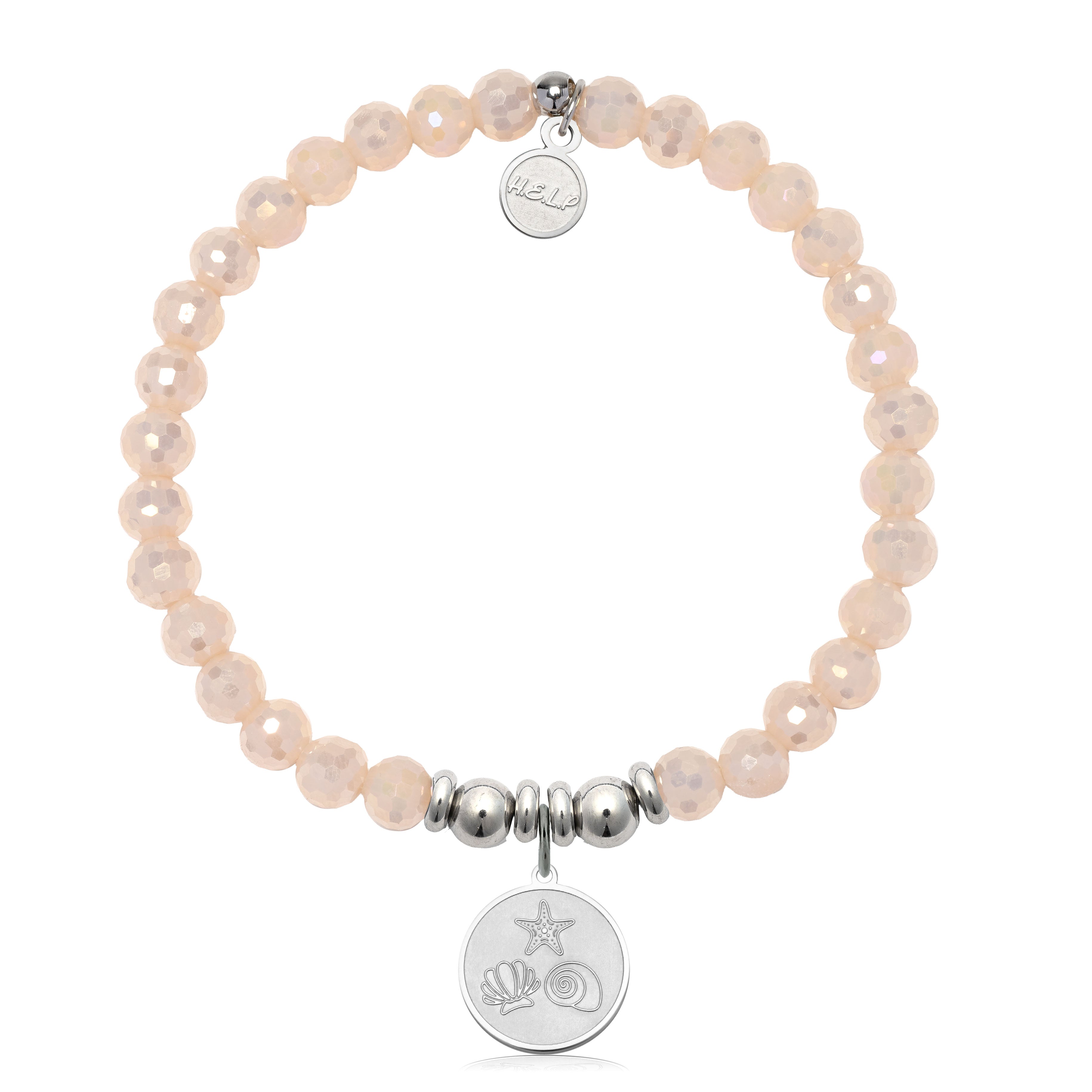 HELP by TJ Ocean Treasures Charm with Beige Crystal Charity Bracelet