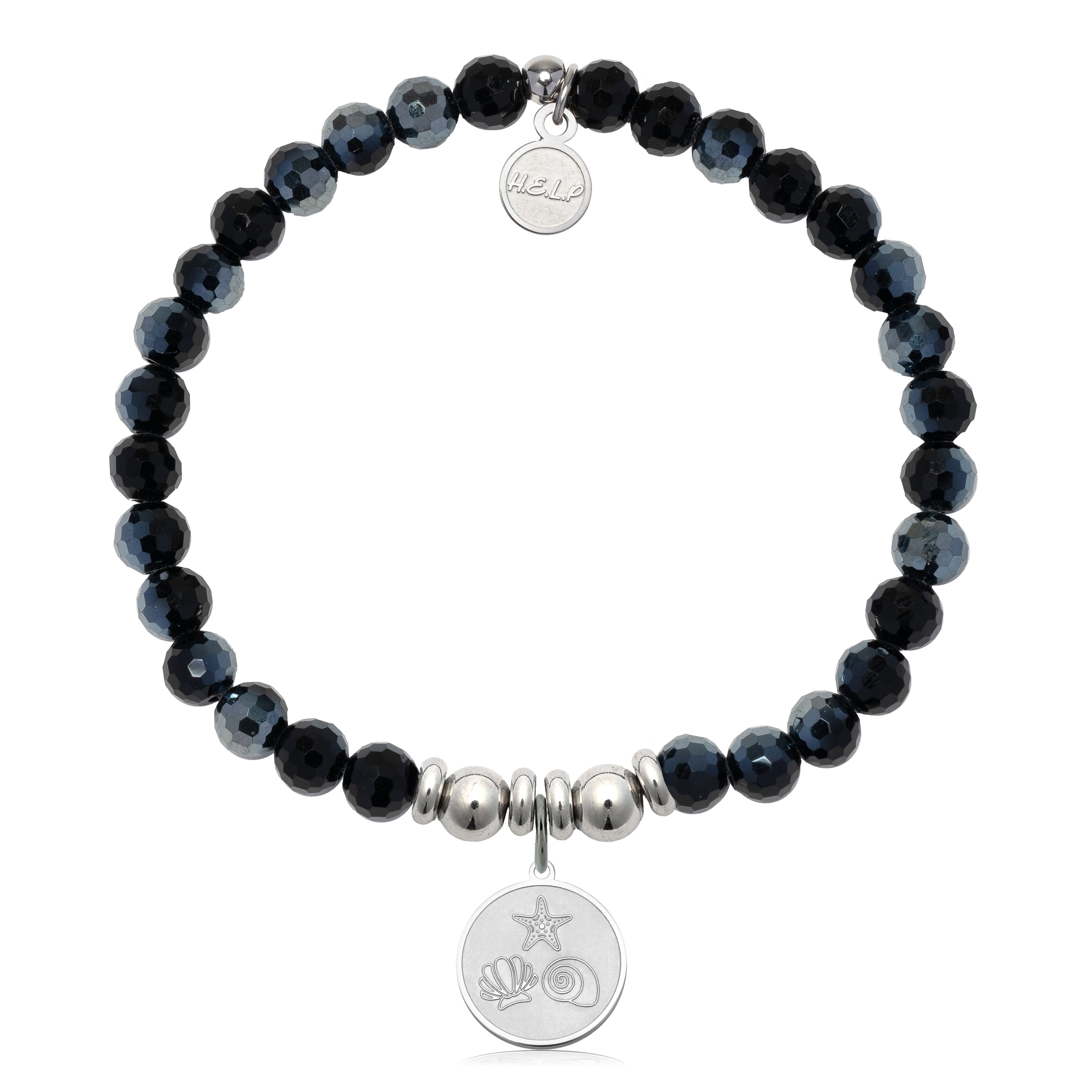 HELP by TJ Ocean Treasures Charm with Black Crystal Charity Bracelet