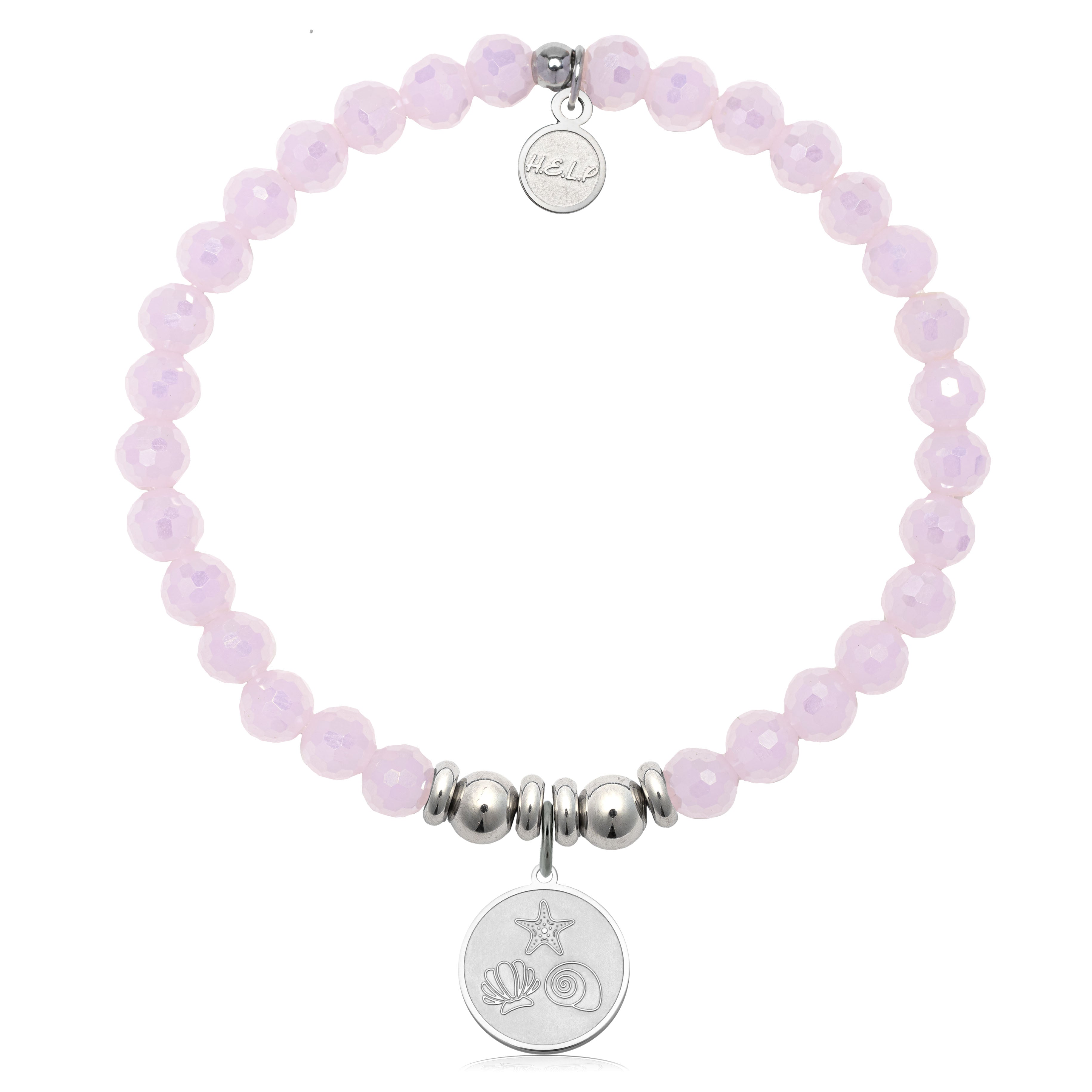 HELP by TJ Ocean Treasures Charm with Pink Crystal Charity Bracelet